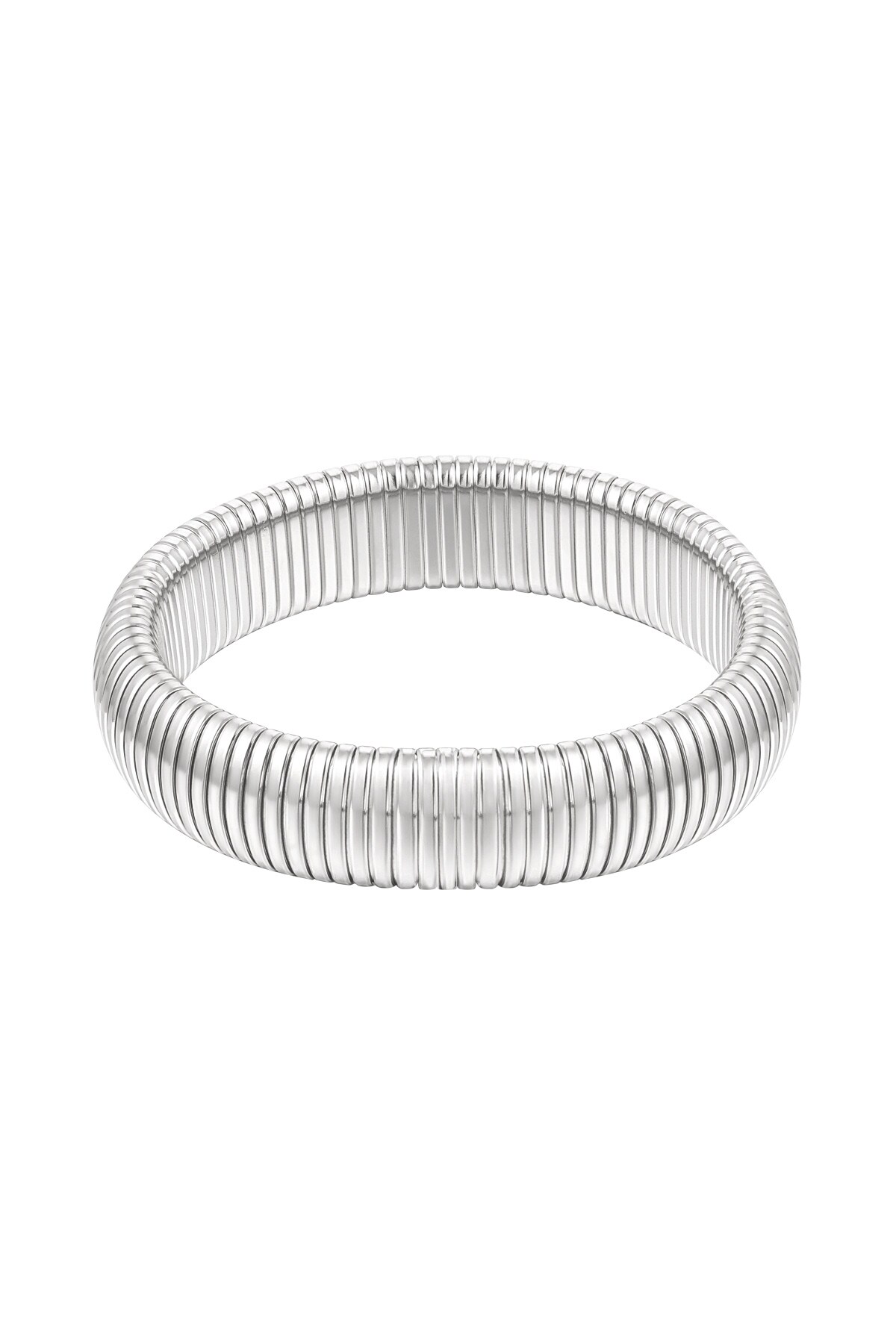 Bracelet ribbed wide - Silver color h5 