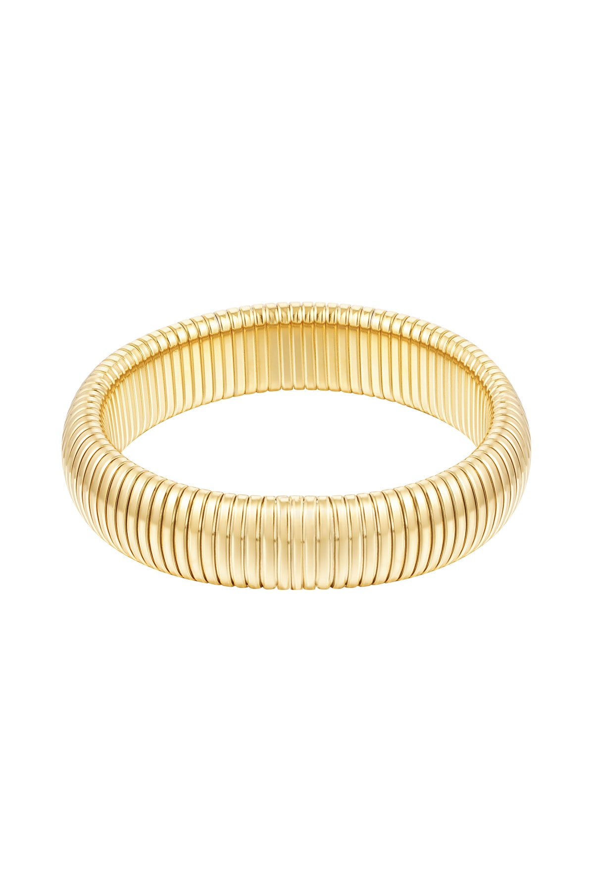 Bracelet ribbed wide - Gold color h5 