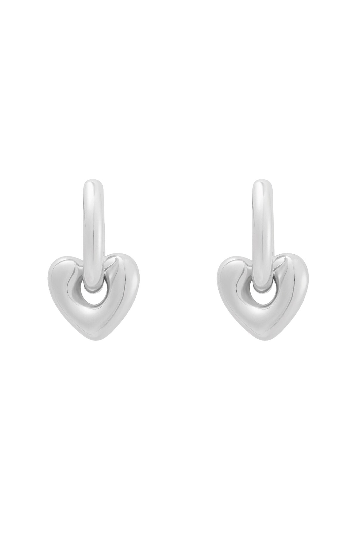 Earrings with heart - Silver color 