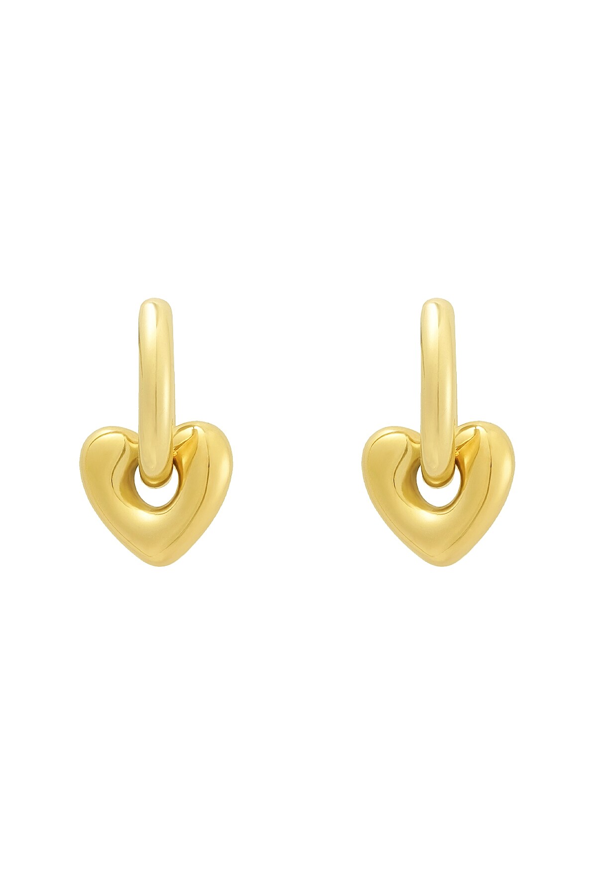 Earrings with heart - Gold color h5 