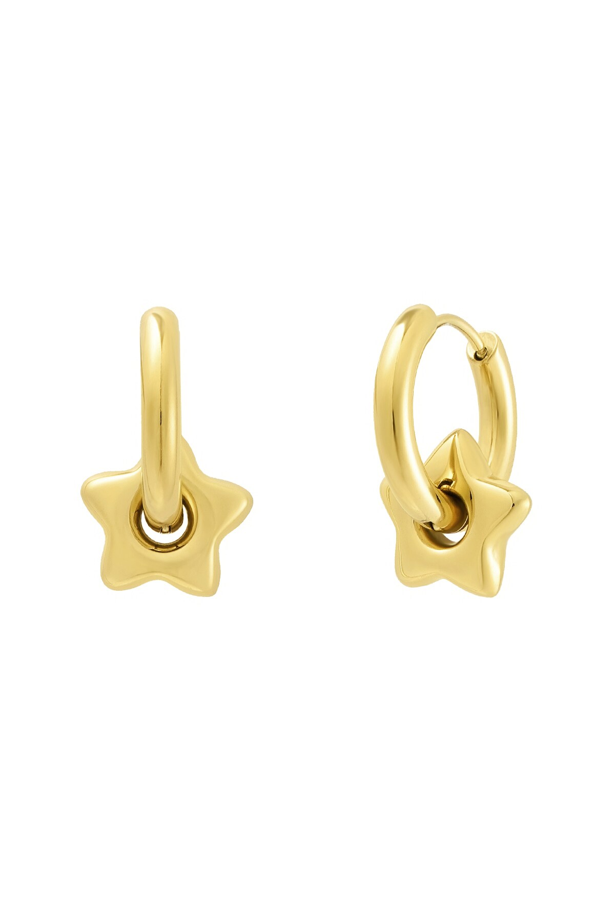 Earrings with star - Gold color h5 