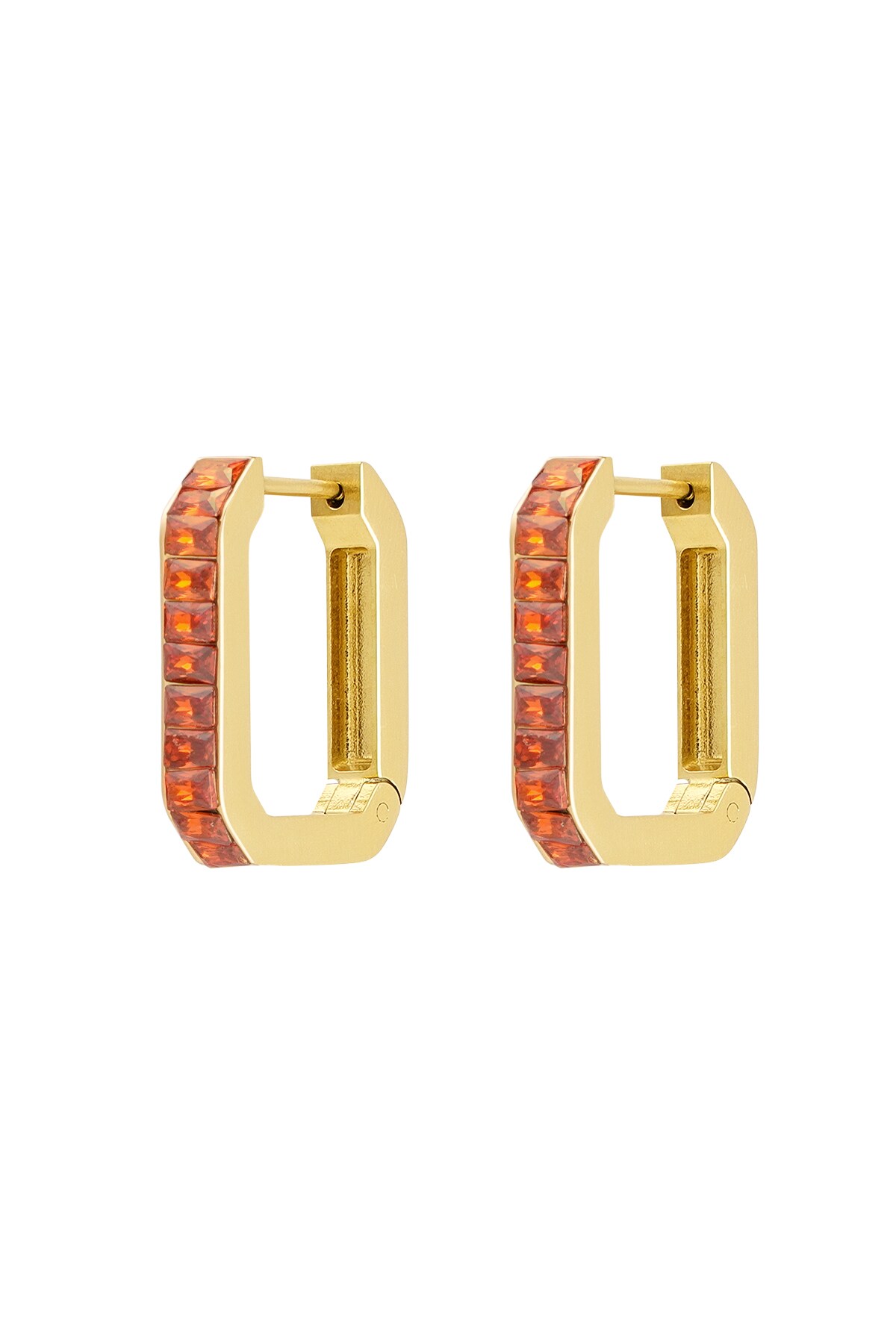 Earrings elongated stones - gold/orange h5 