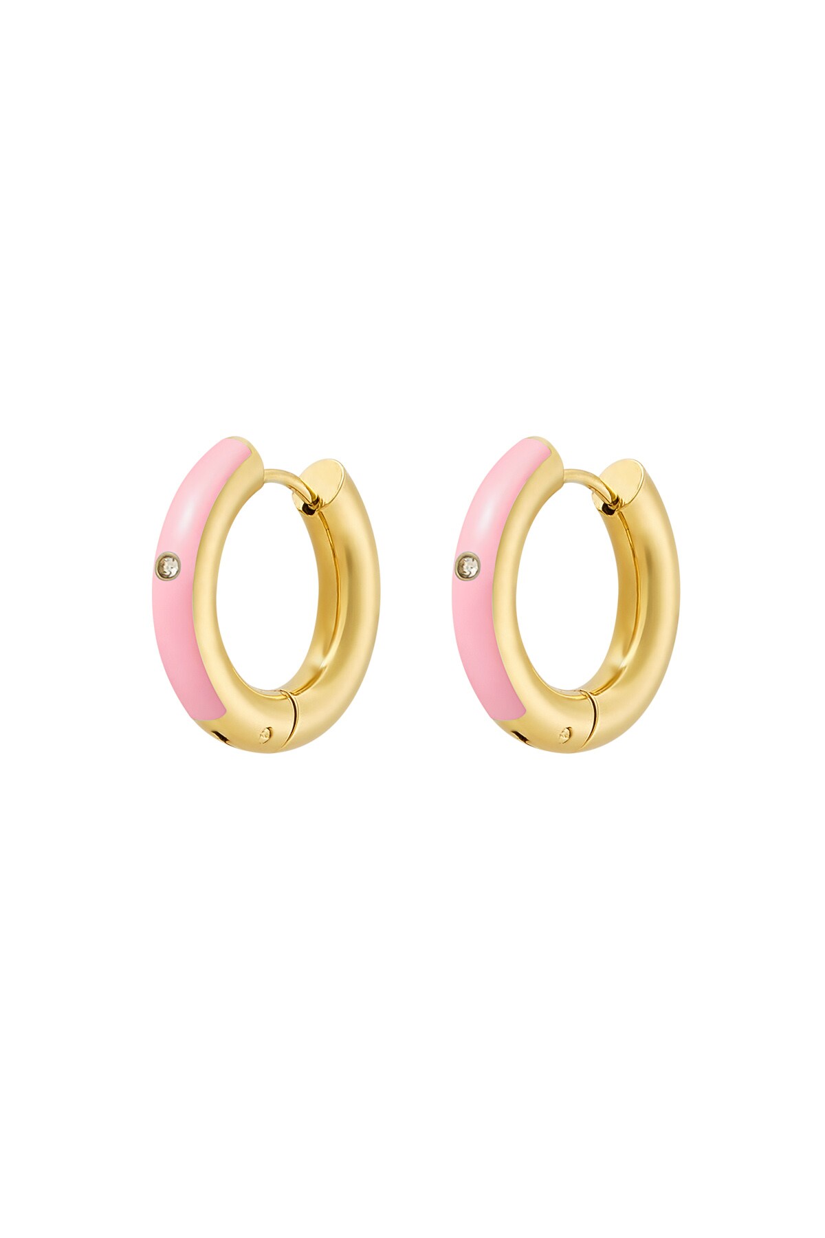 Creoles colored with stone - gold/pink h5 