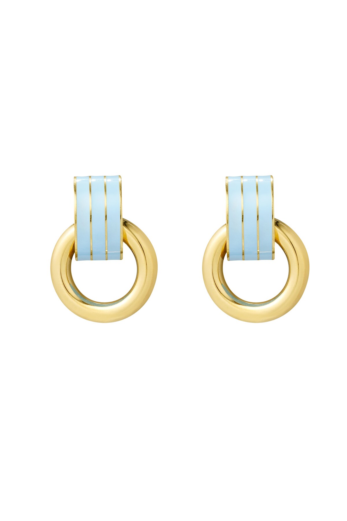 Earring double layer blue - Gold color h5 