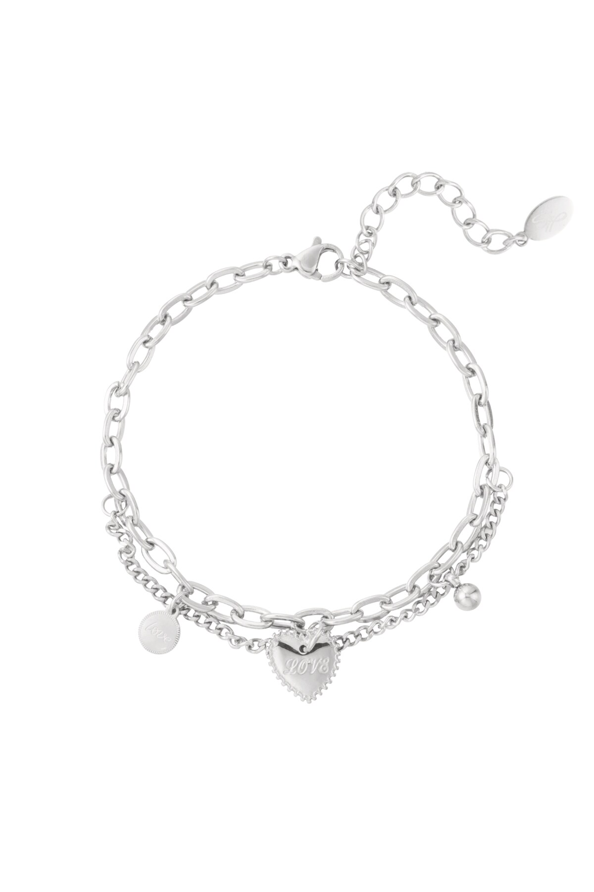 Link bracelet double love - Silver color h5 