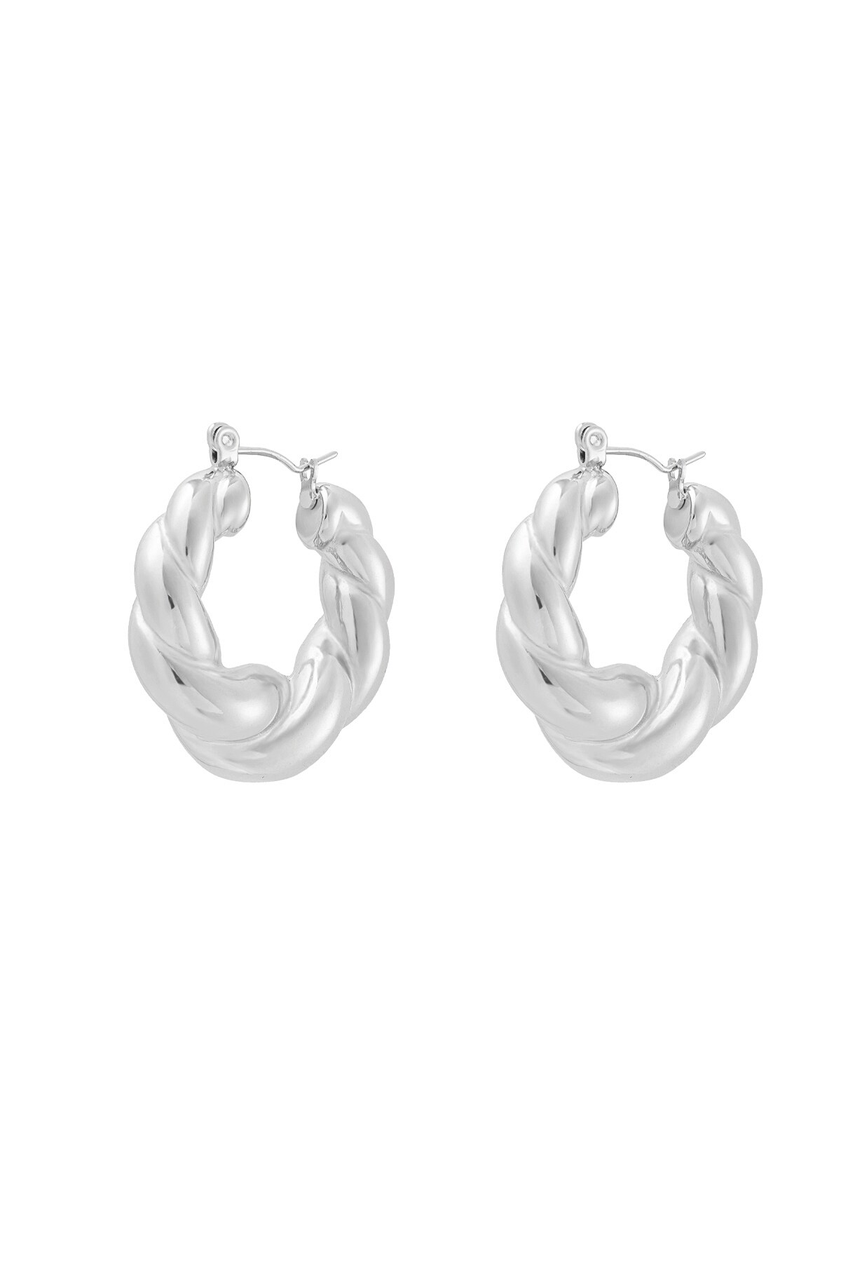 Earrings twisted - Silver color h5 