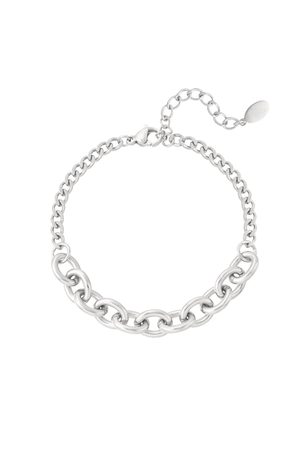 Bracelet small & large links - Silver color h5 