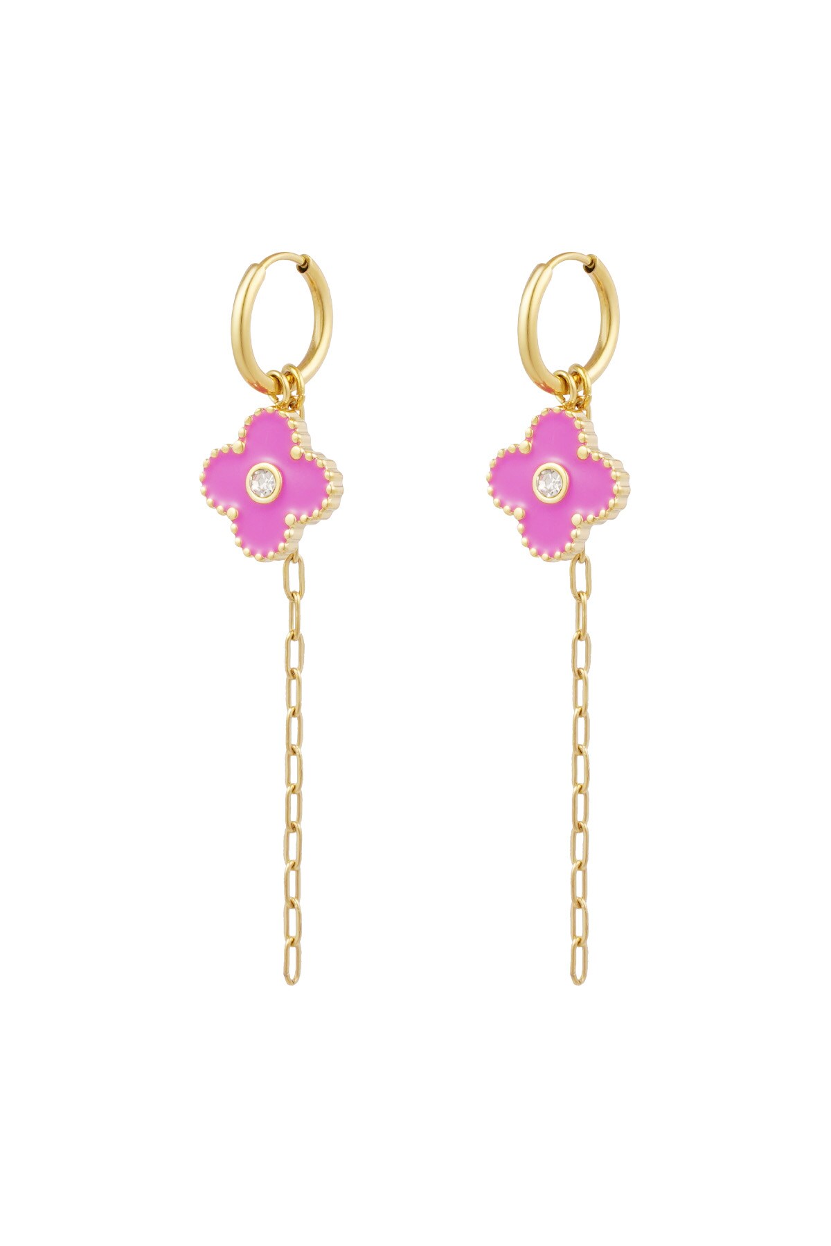 Earrings wonderful clover - pink gold 