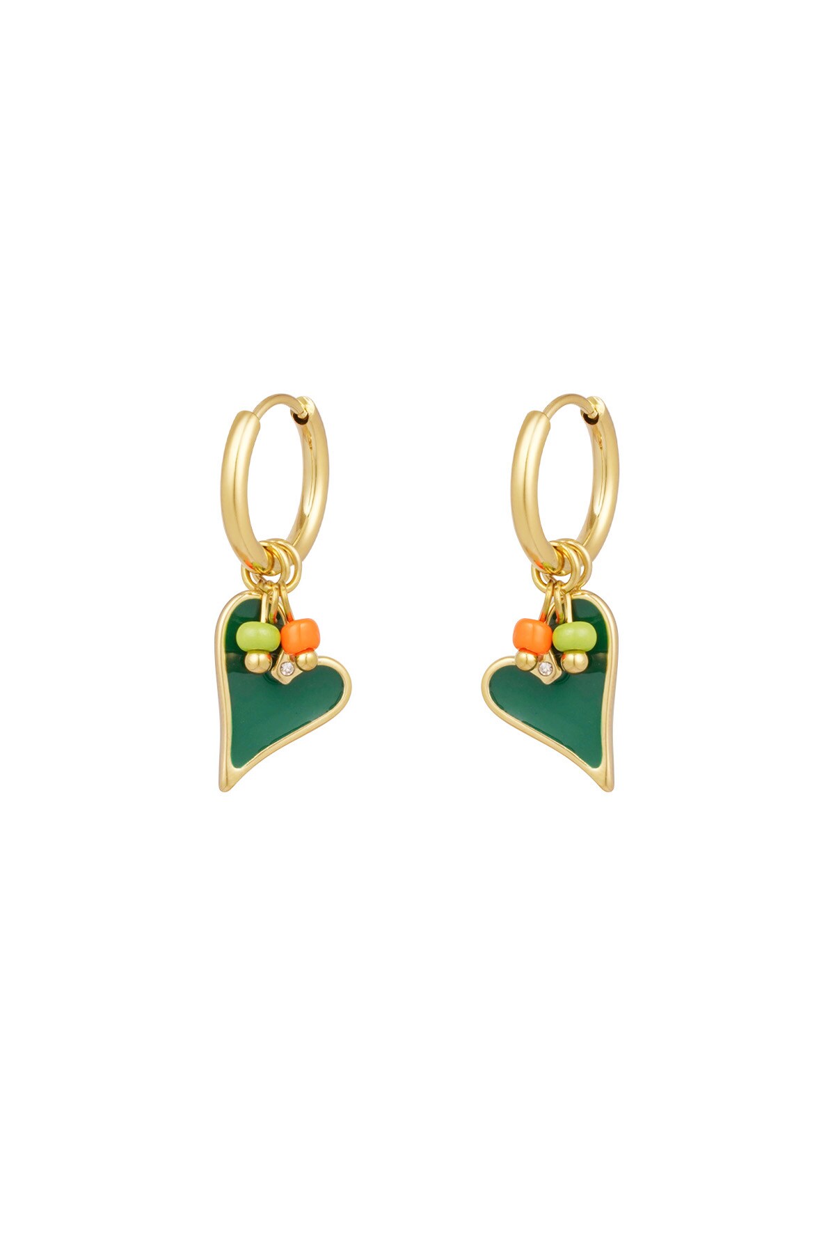 Earrings love song - green gold h5 