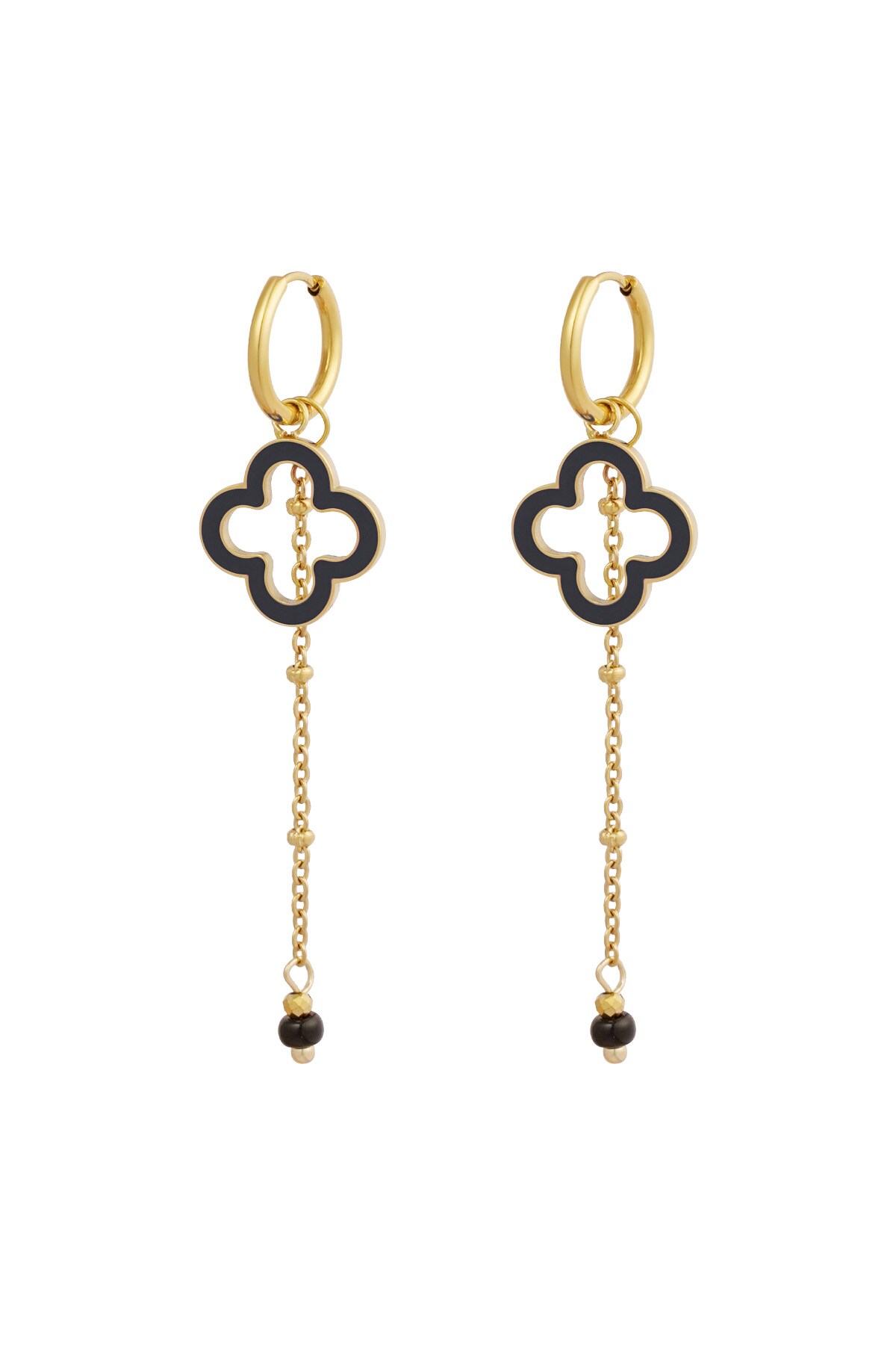 Earrings midnight clover - black gold h5 