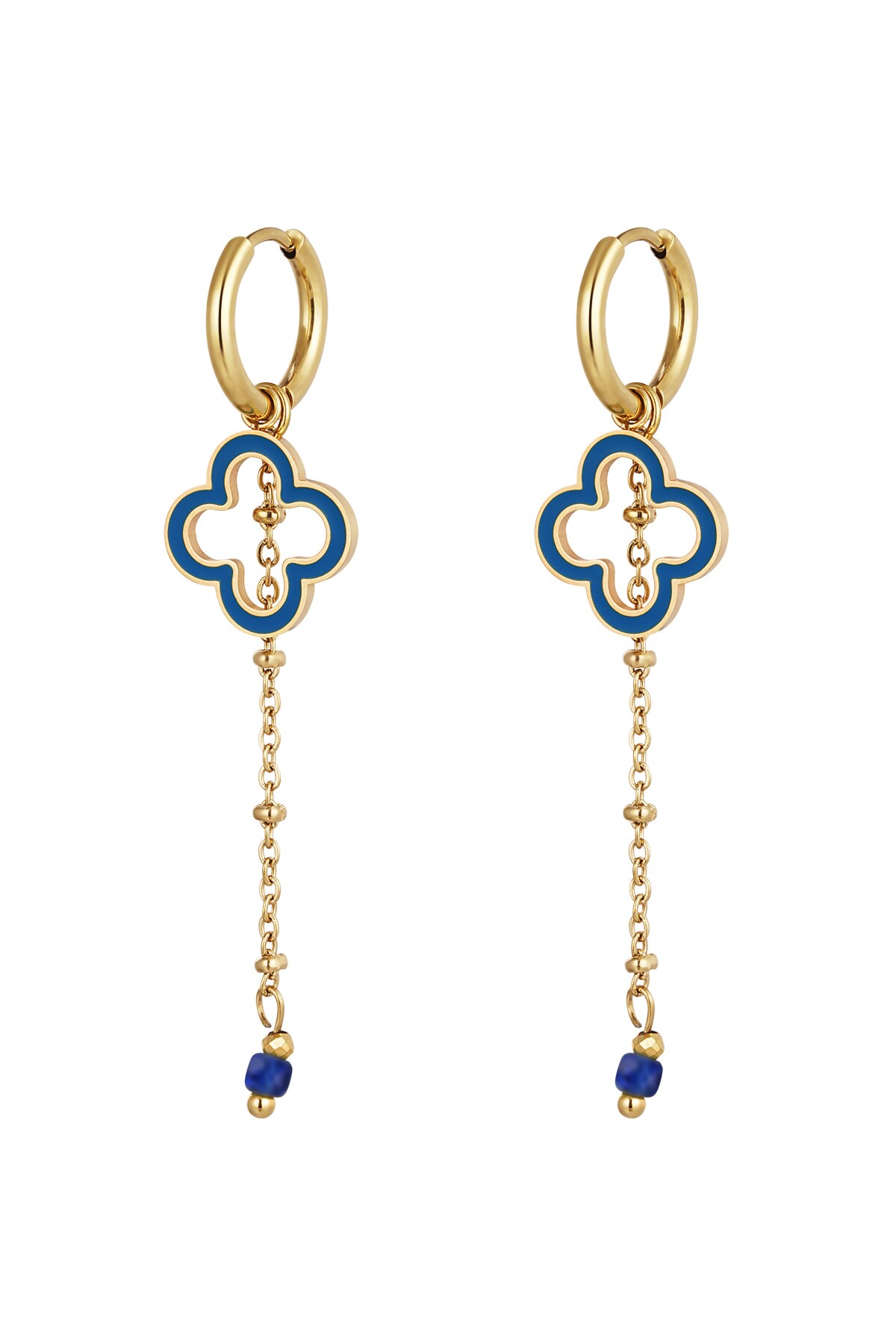 Earrings clover with jargon - gold/blue h5 