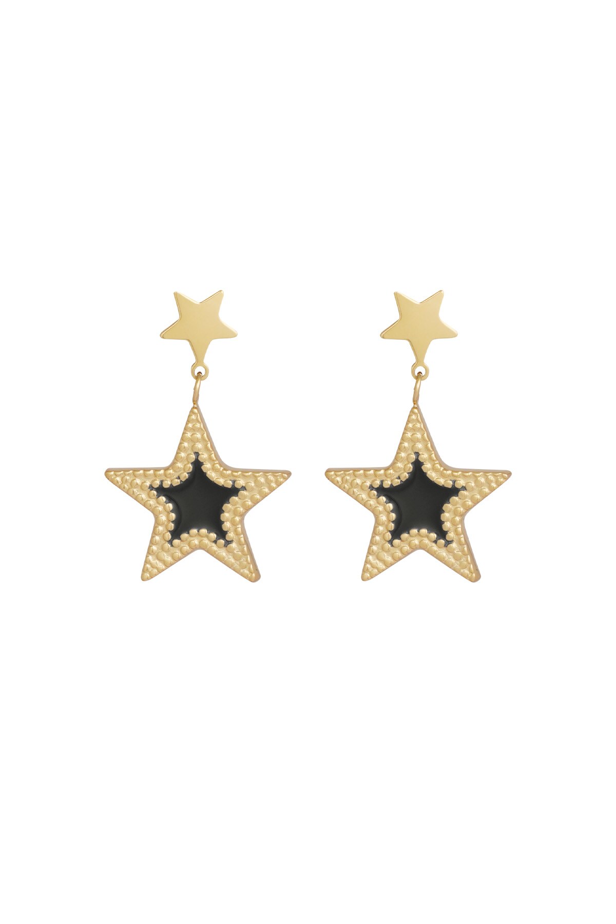 Earrings superstar rocks - black gold h5 