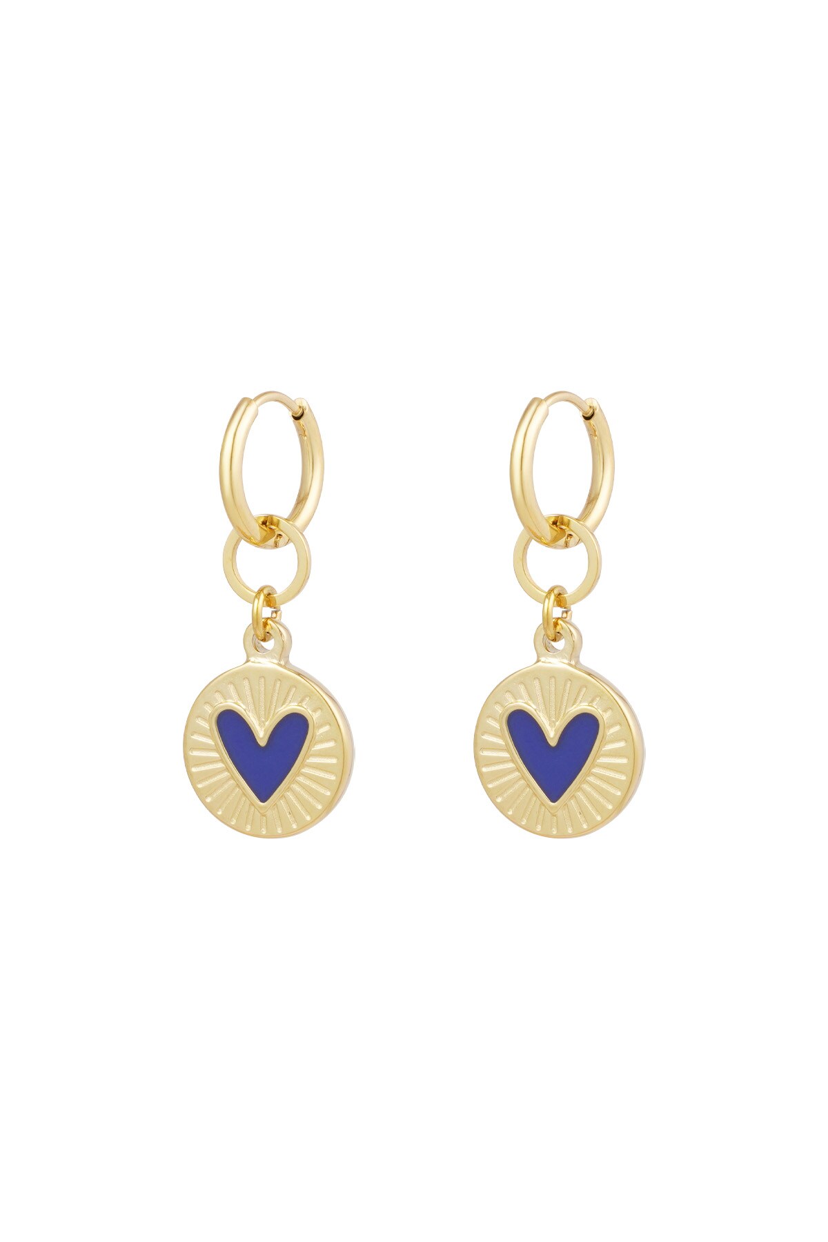 Earrings glowing heart - blue gold h5 