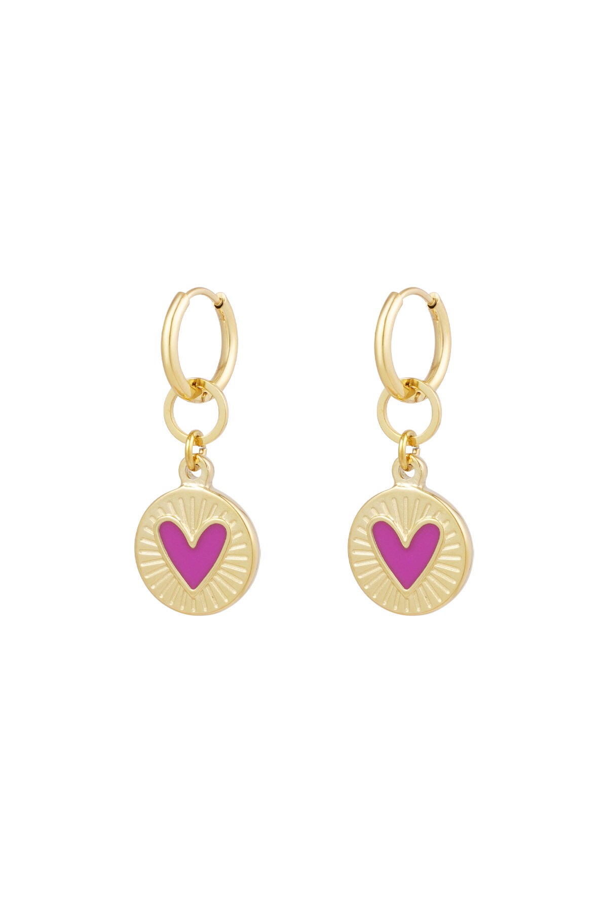 Earrings glowing heart - fuchsia h5 