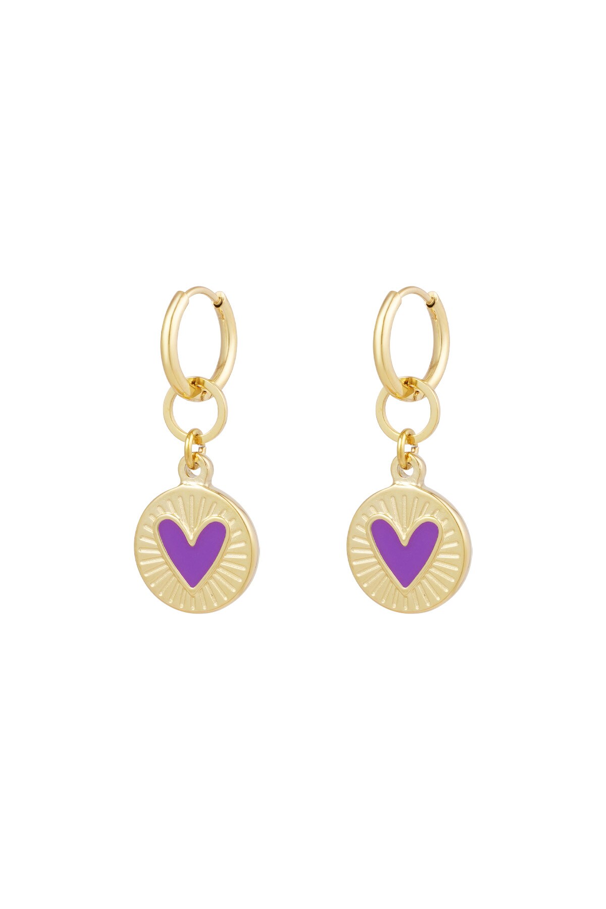 Earrings glowing heart - purple h5 