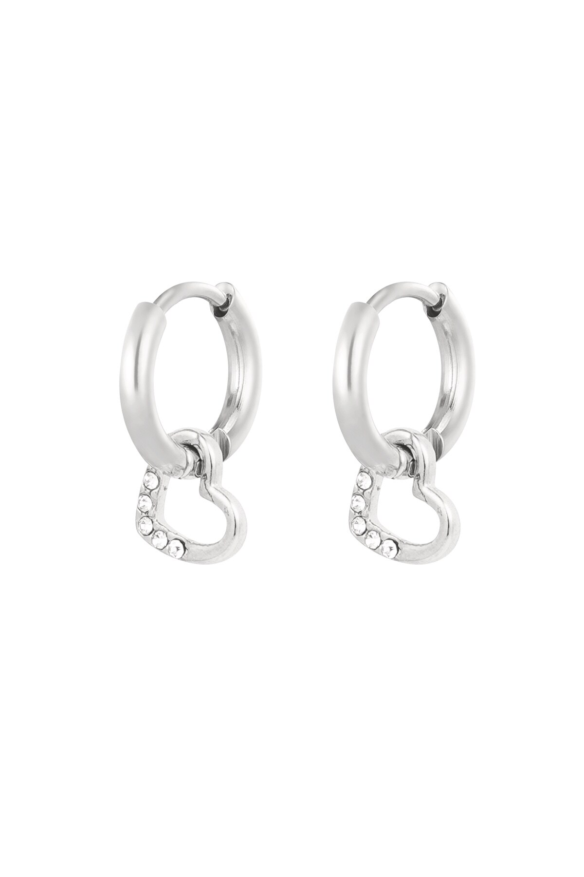 Earrings small heart - Silver color h5 