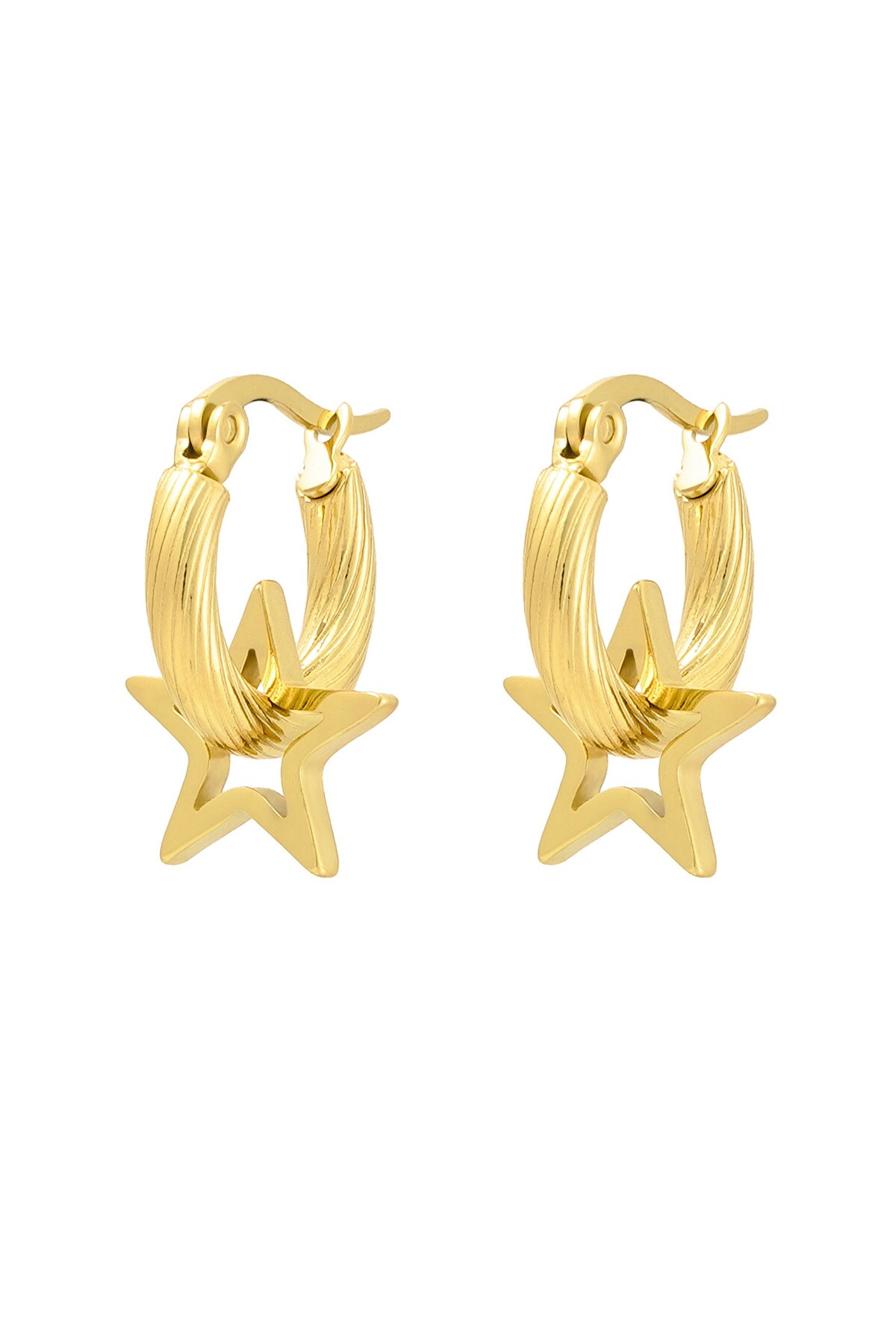 Earrings twisted with star - Gold color h5 