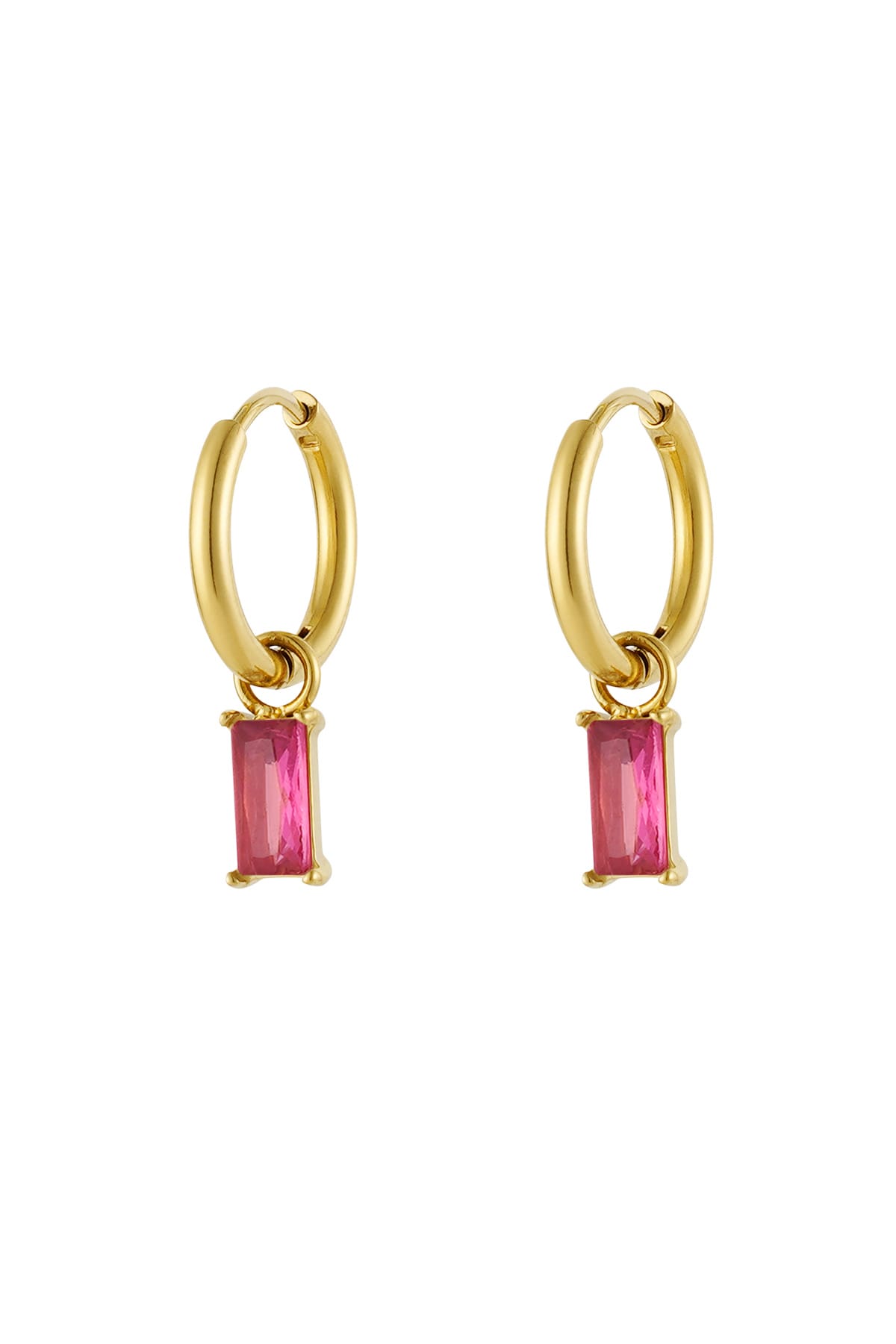 Earrings elongated stone - gold/pink h5 