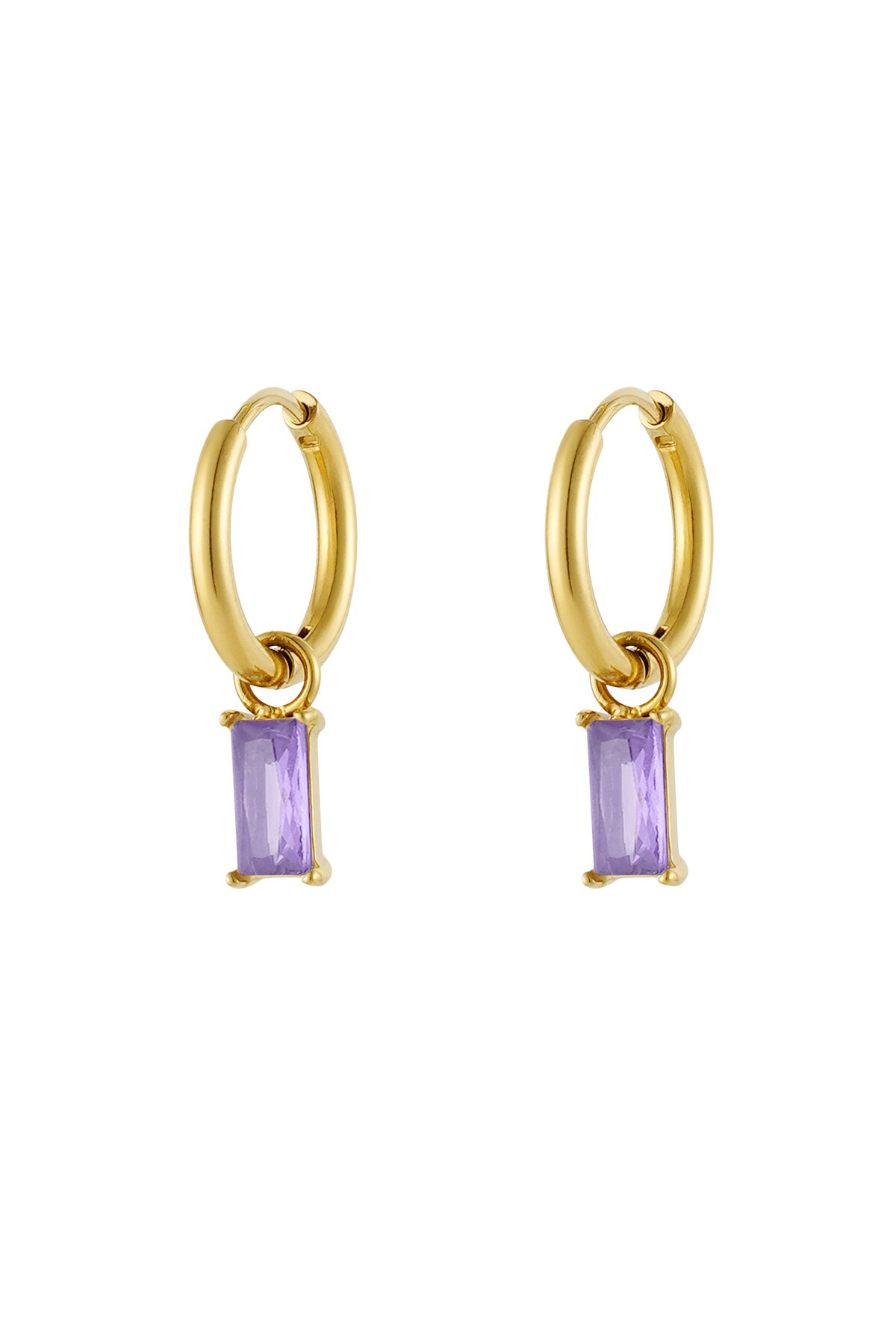 Earrings elongated stone - gold/lilac 