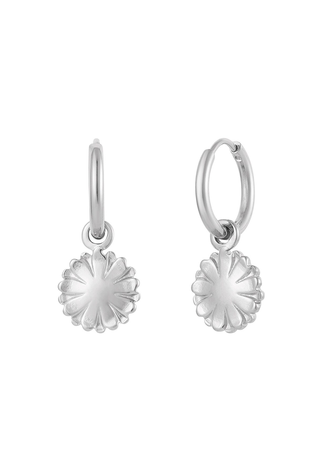 Earrings happy flower - Silver color h5 