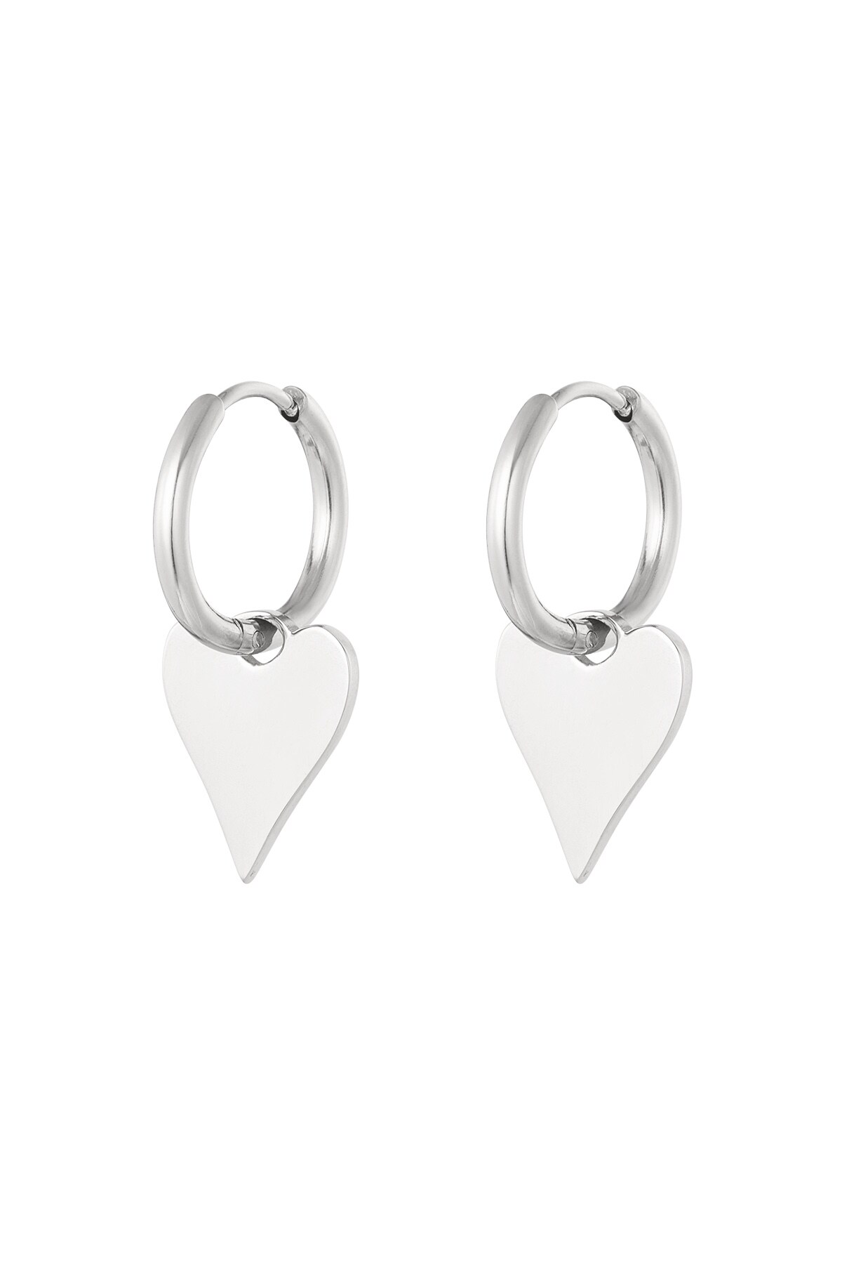 Earrings basic heart - Silver color h5 