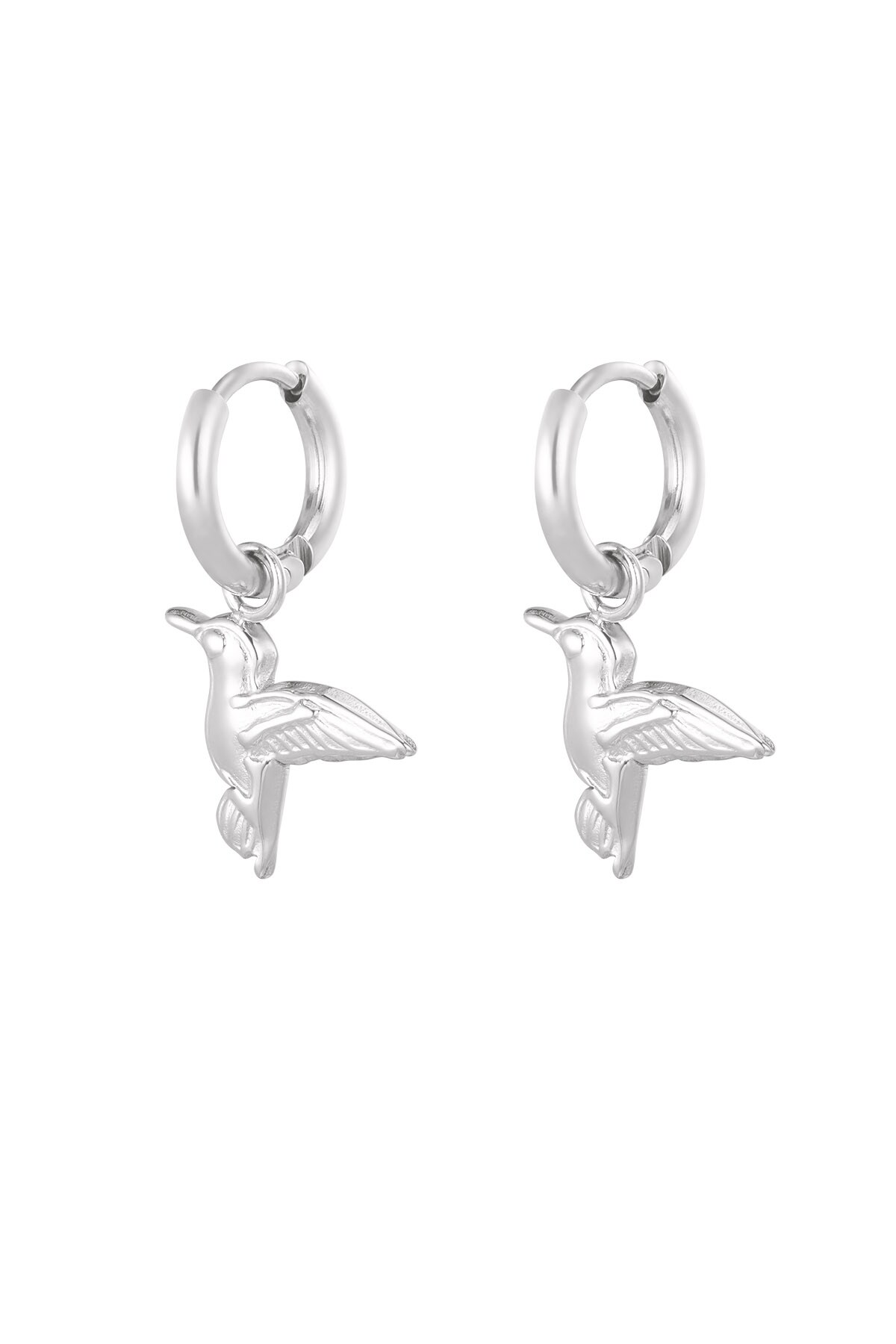 Charm earrings bird - Silver color h5 