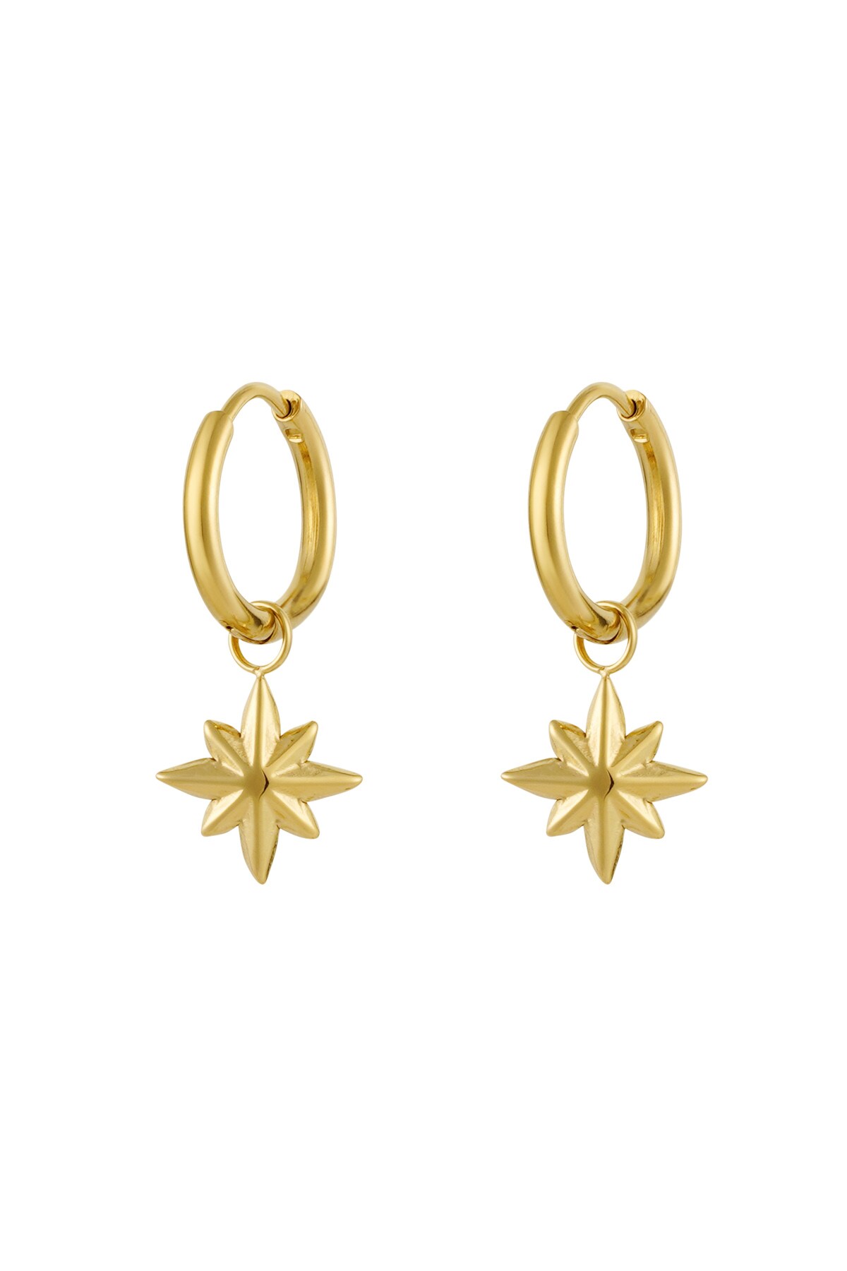 Earrings star charm - Gold color h5 