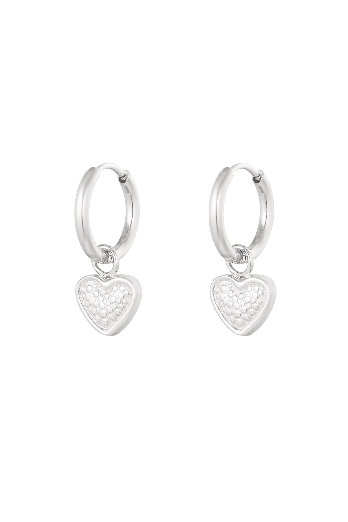 Earrings heart with print - Silver color 