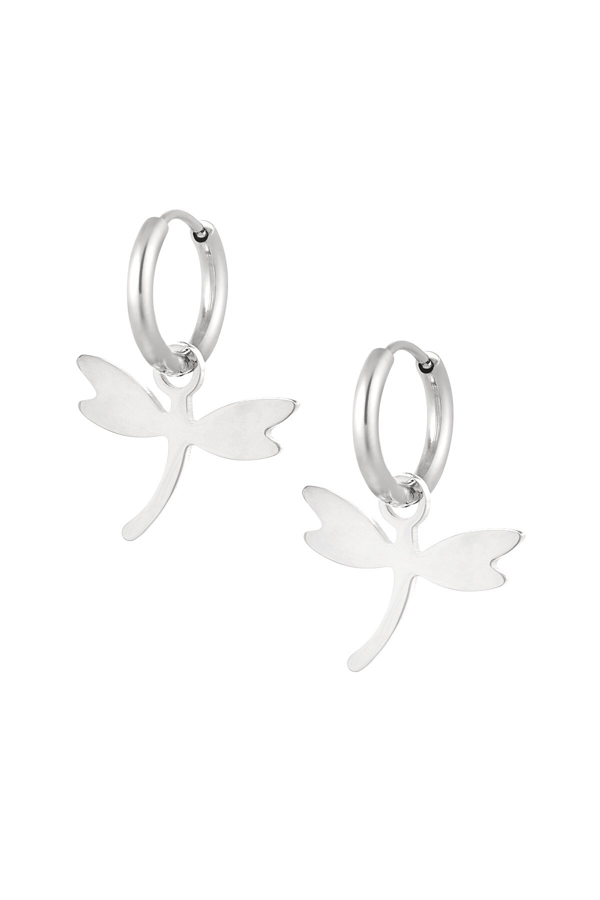 Earrings dragonfly - Silver color h5 