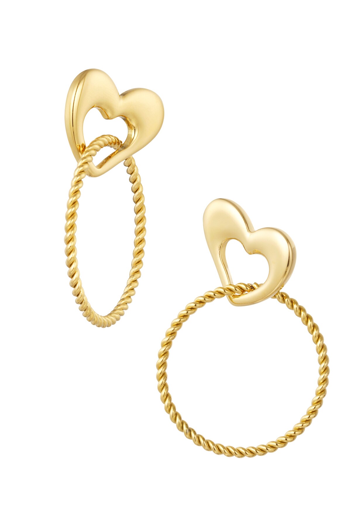 Earrings heart with ring - Gold color 