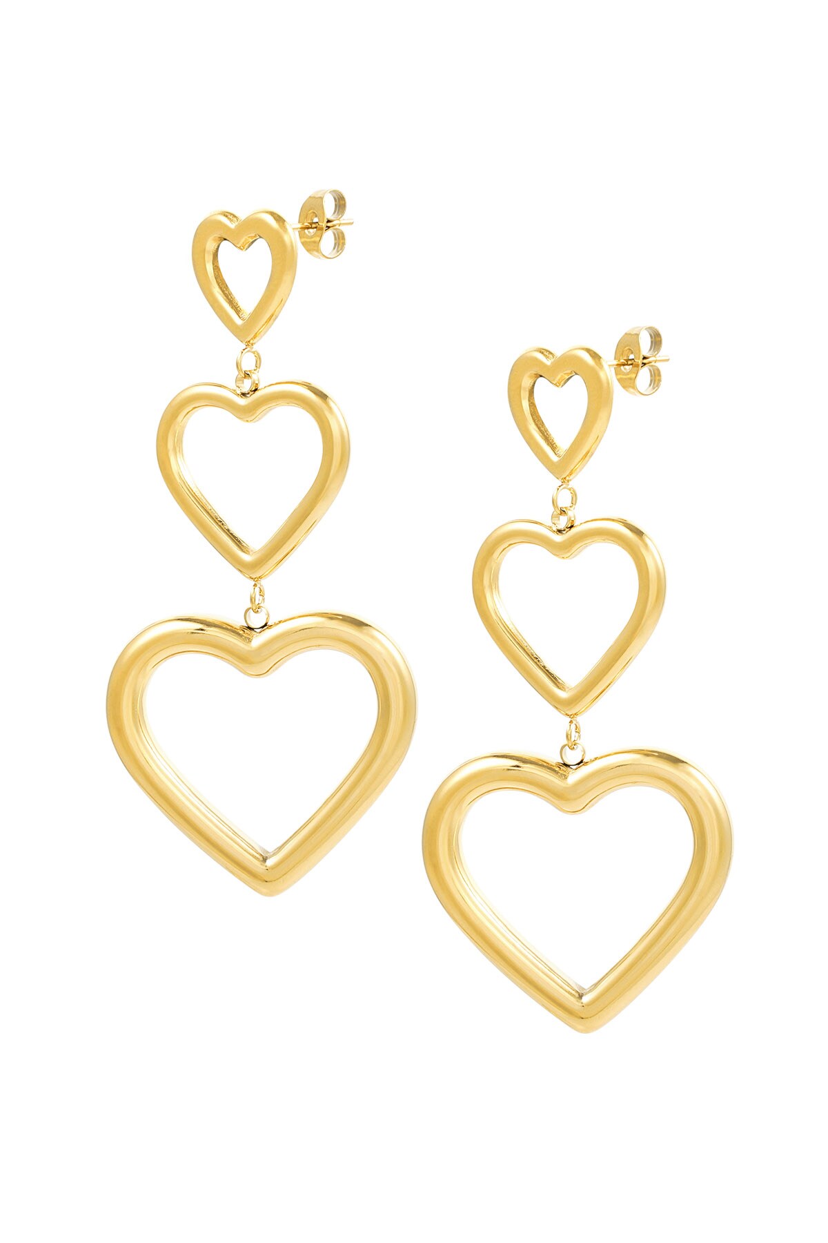 Earrings heart power - Gold color h5 