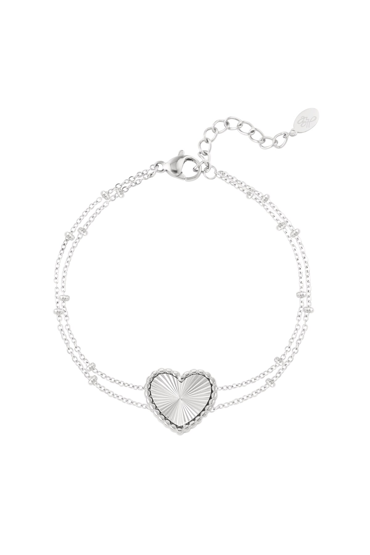 Bracelet balls with heart - Silver color h5 