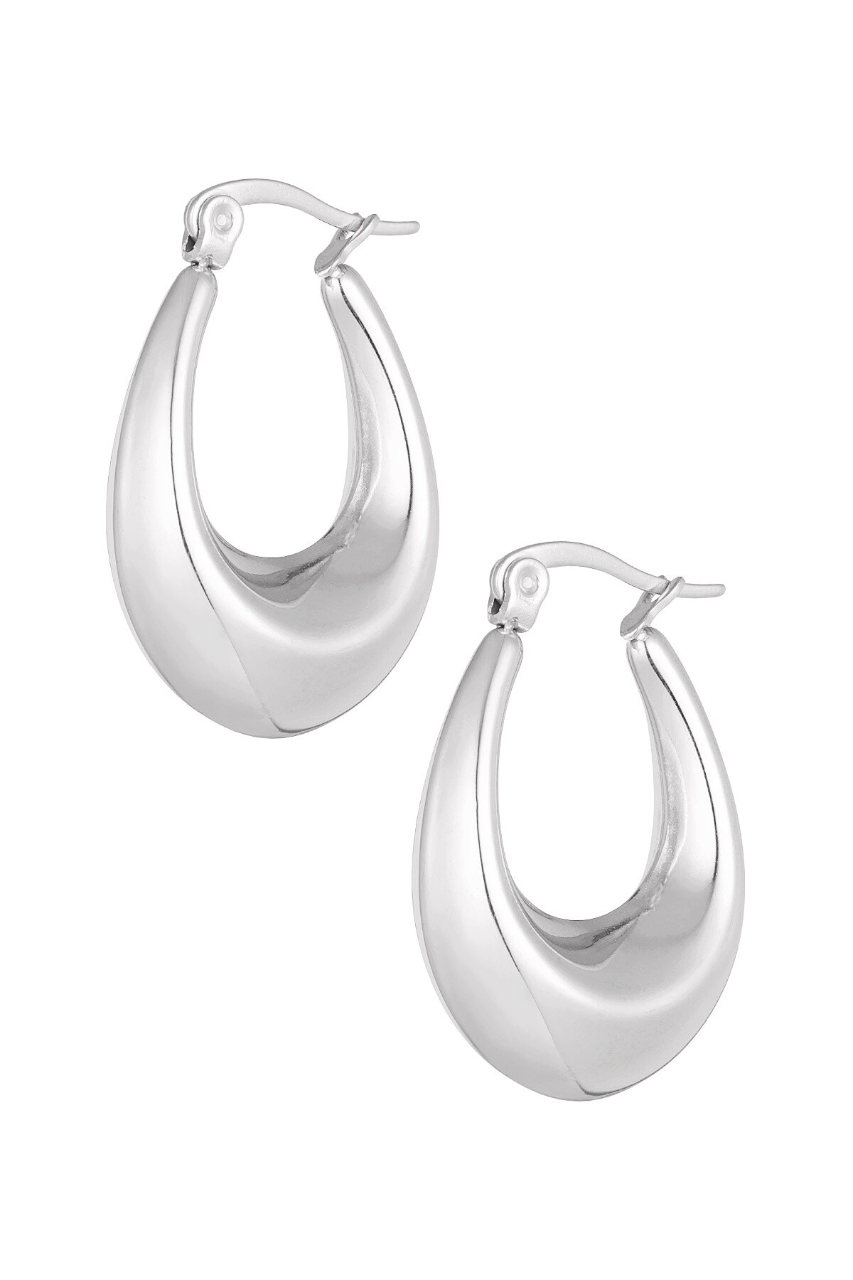 Earrings aesthetic elongated - Silver color h5 