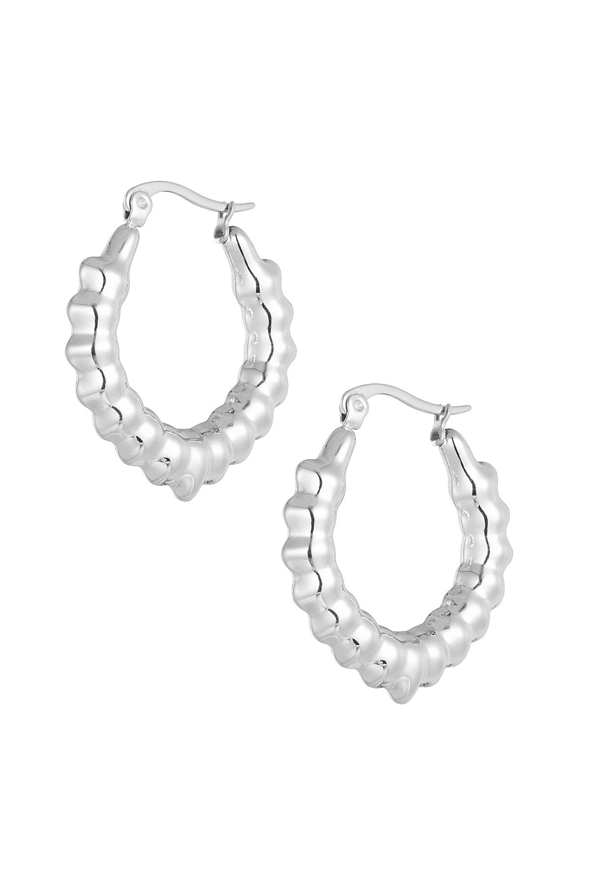 Earrings elongated bubble - Silver color h5 