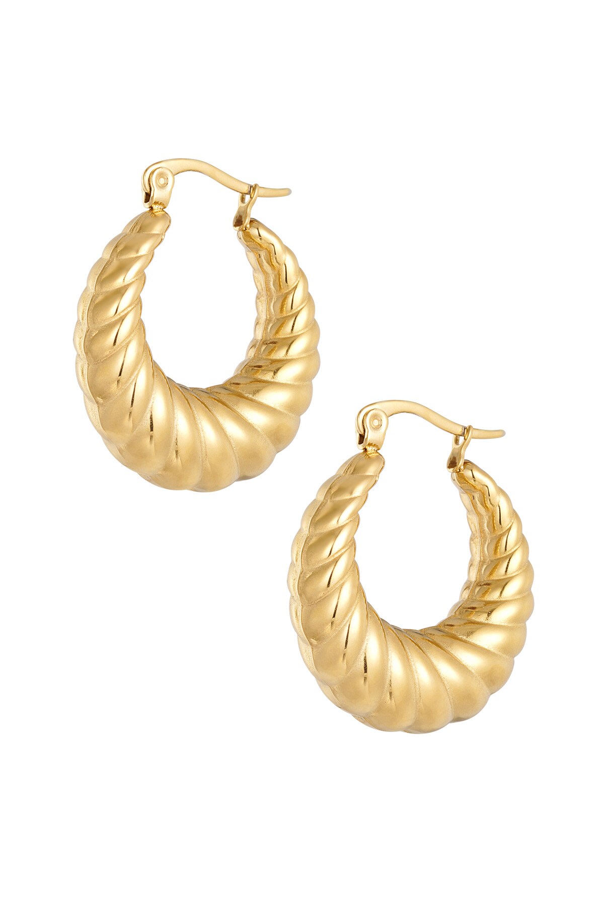 Earrings aesthetic twisted - Gold color h5 