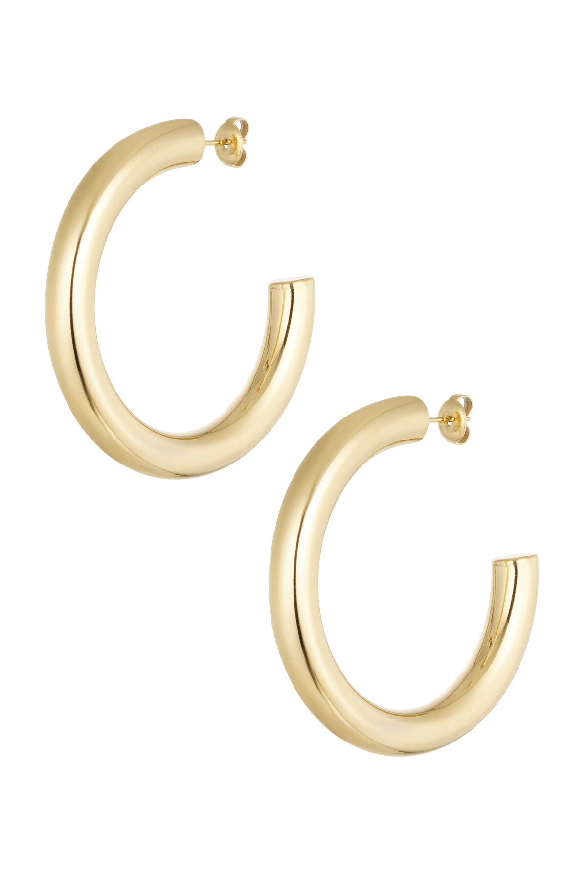 Earrings basic round - Gold color h5 