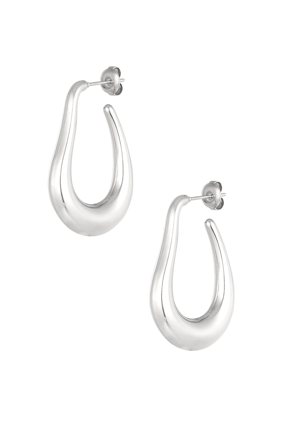 Earrings aesthetic drop - Silver color h5 