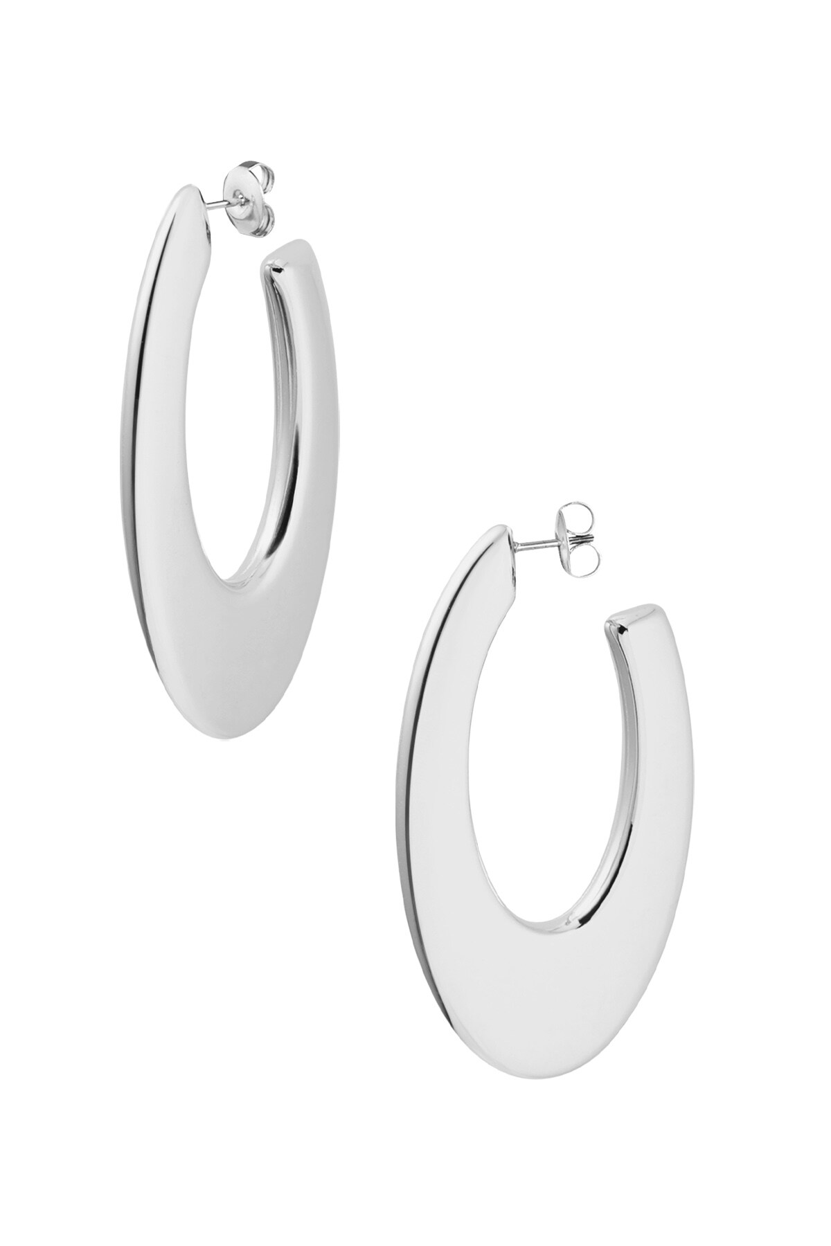 Earrings large circle - Silver color h5 