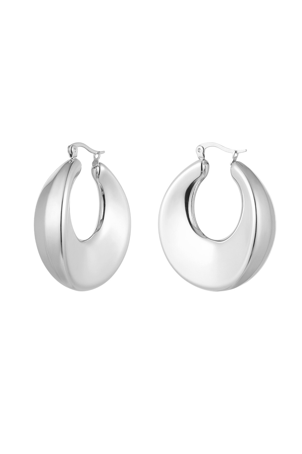 Earrings shiny round - Silver color h5 