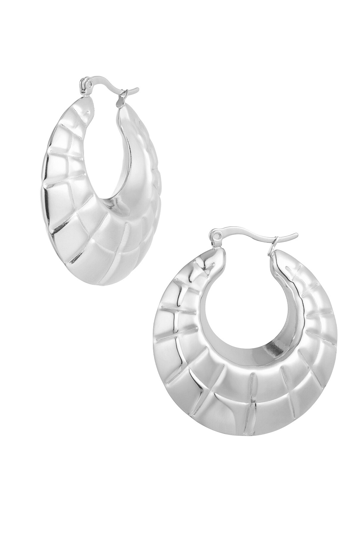 Earrings statement hoops cut out - Silver color h5 