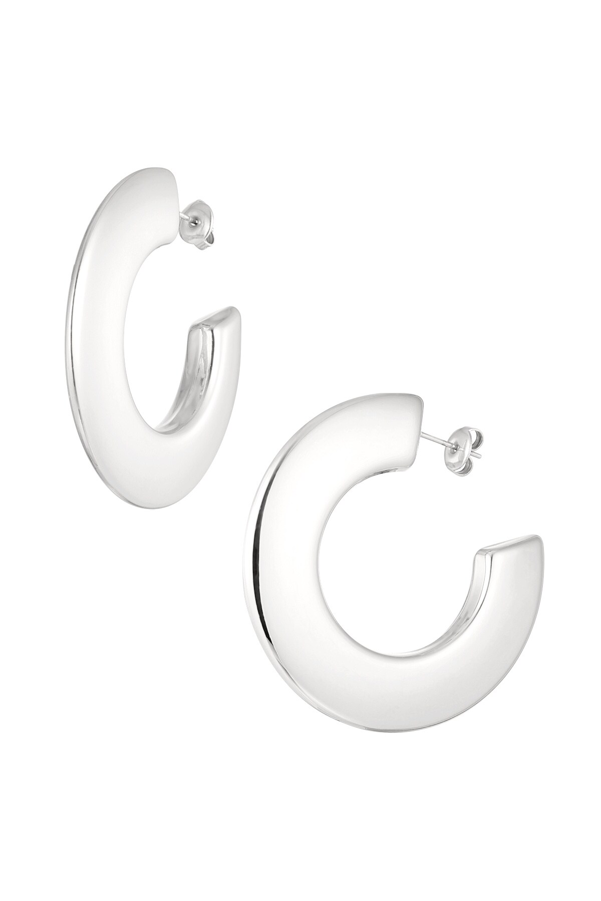 Earrings thick circle - Silver color h5 