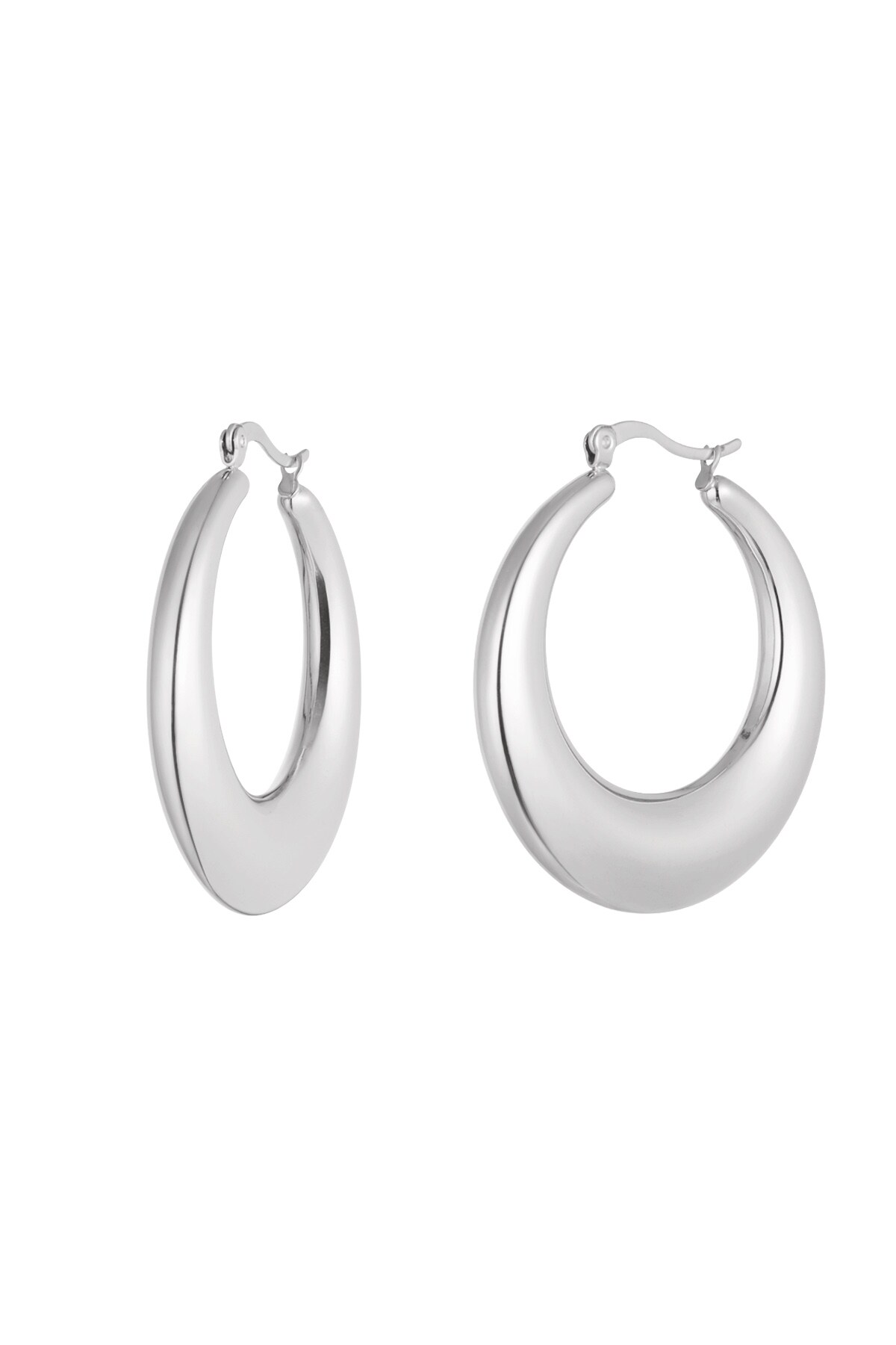 Earrings oval shiny - Silver color h5 