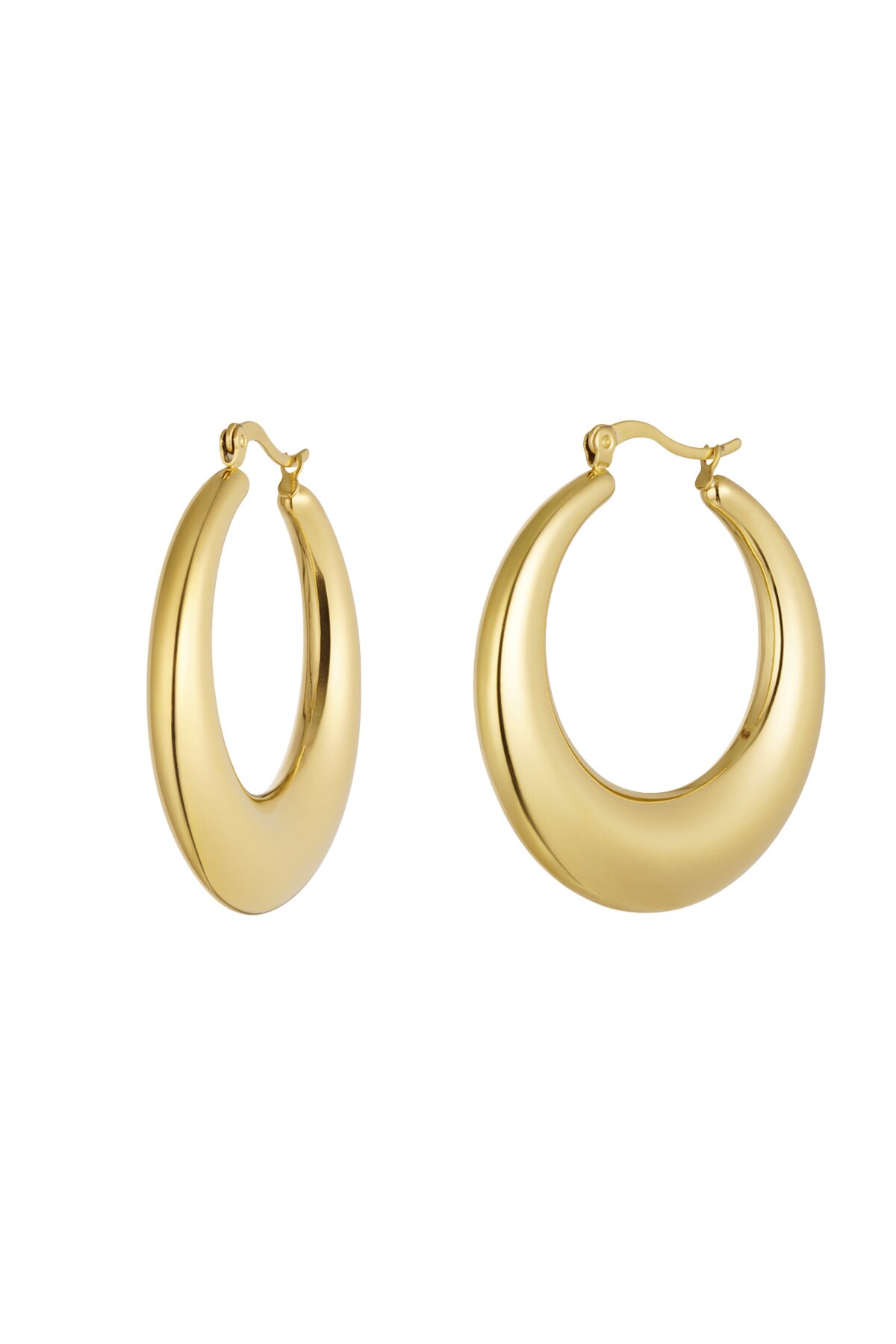 Earrings oval shiny - Gold color h5 