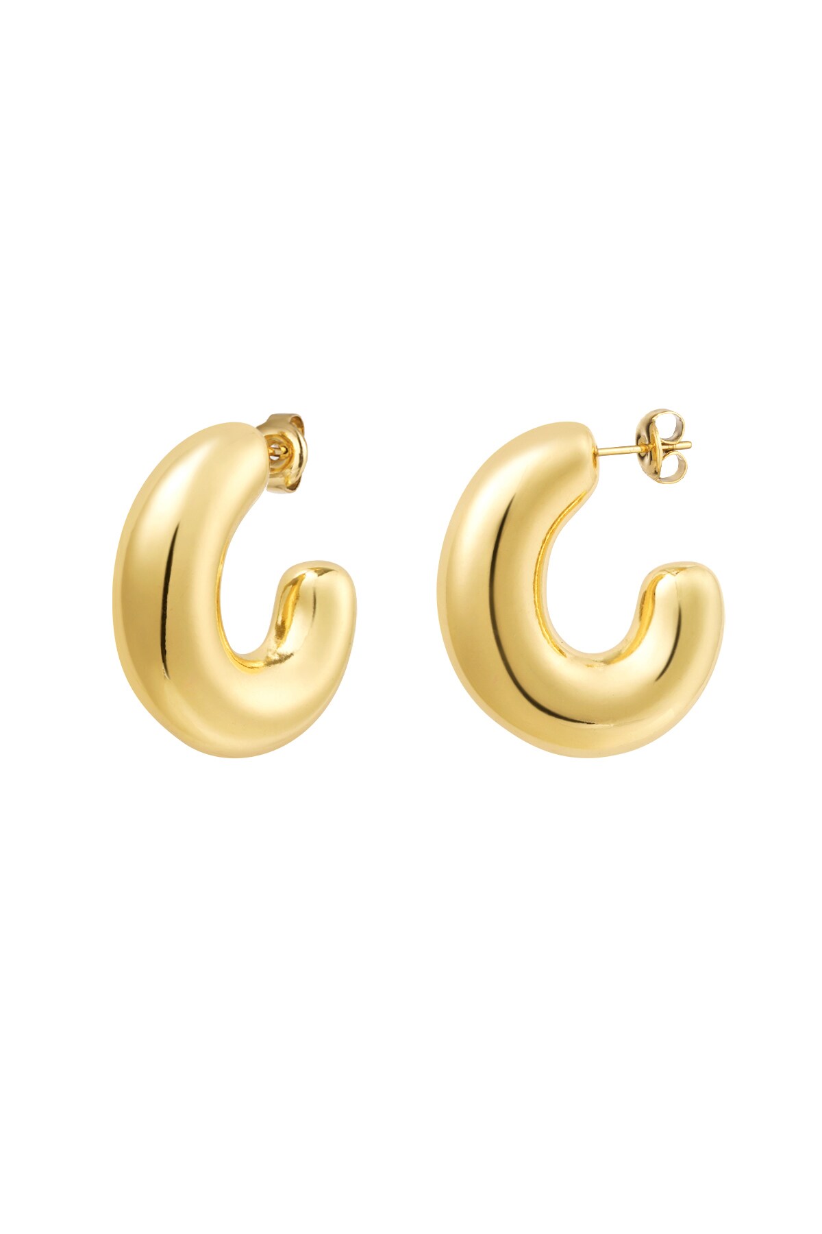 Earrings basic thick half moon - Gold color h5 