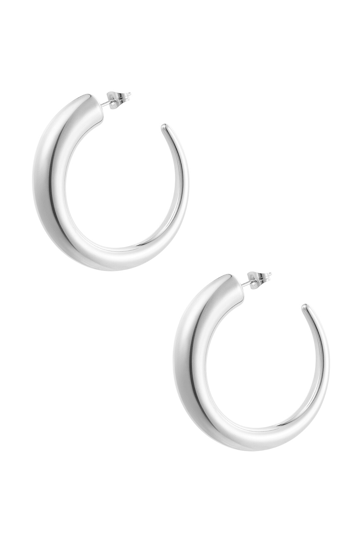 Earrings round matte - Silver color h5 