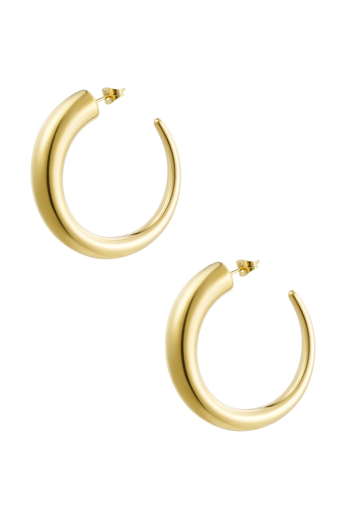 Earrings round matte - Gold color h5 