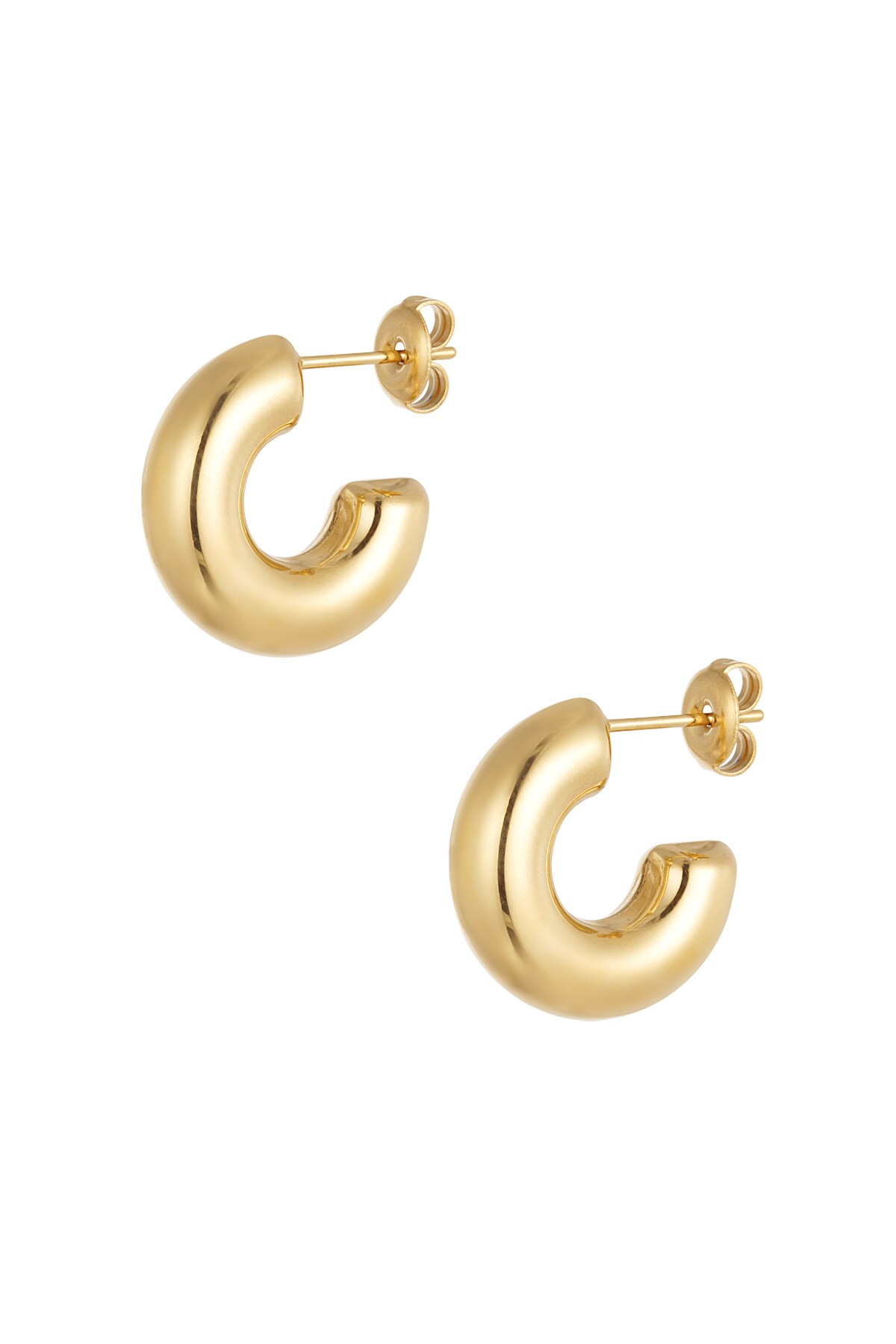 Earrings aesthetic basic half small moon - Gold color h5 