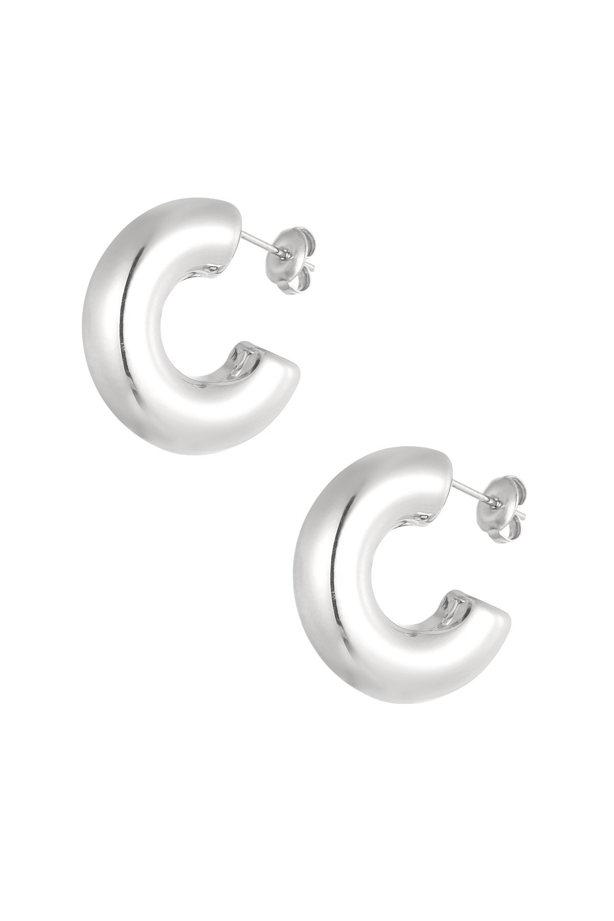 Earrings aesthetic basic half moon - Silver color h5 