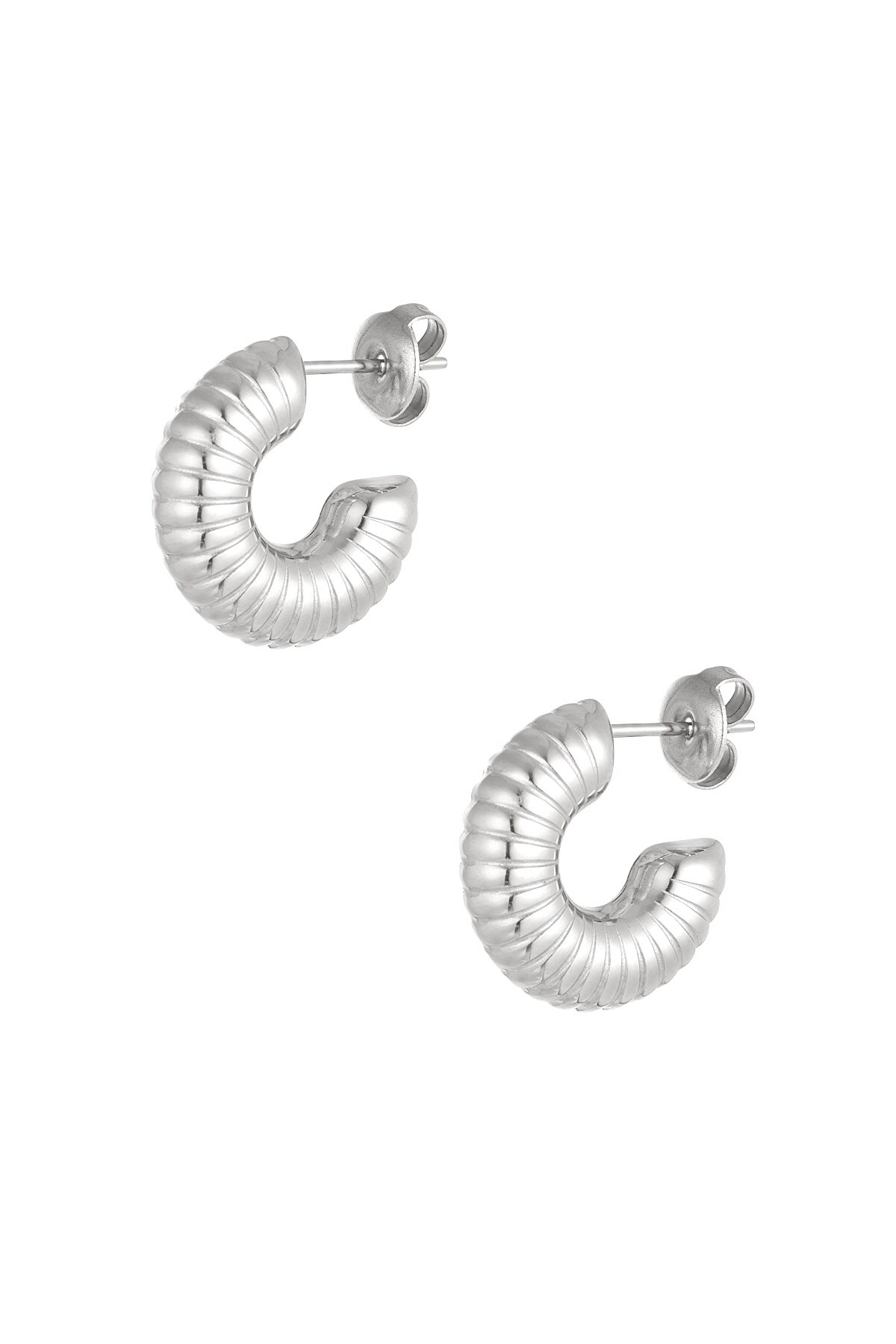 Earrings aesthetic half moon small - Silver color h5 