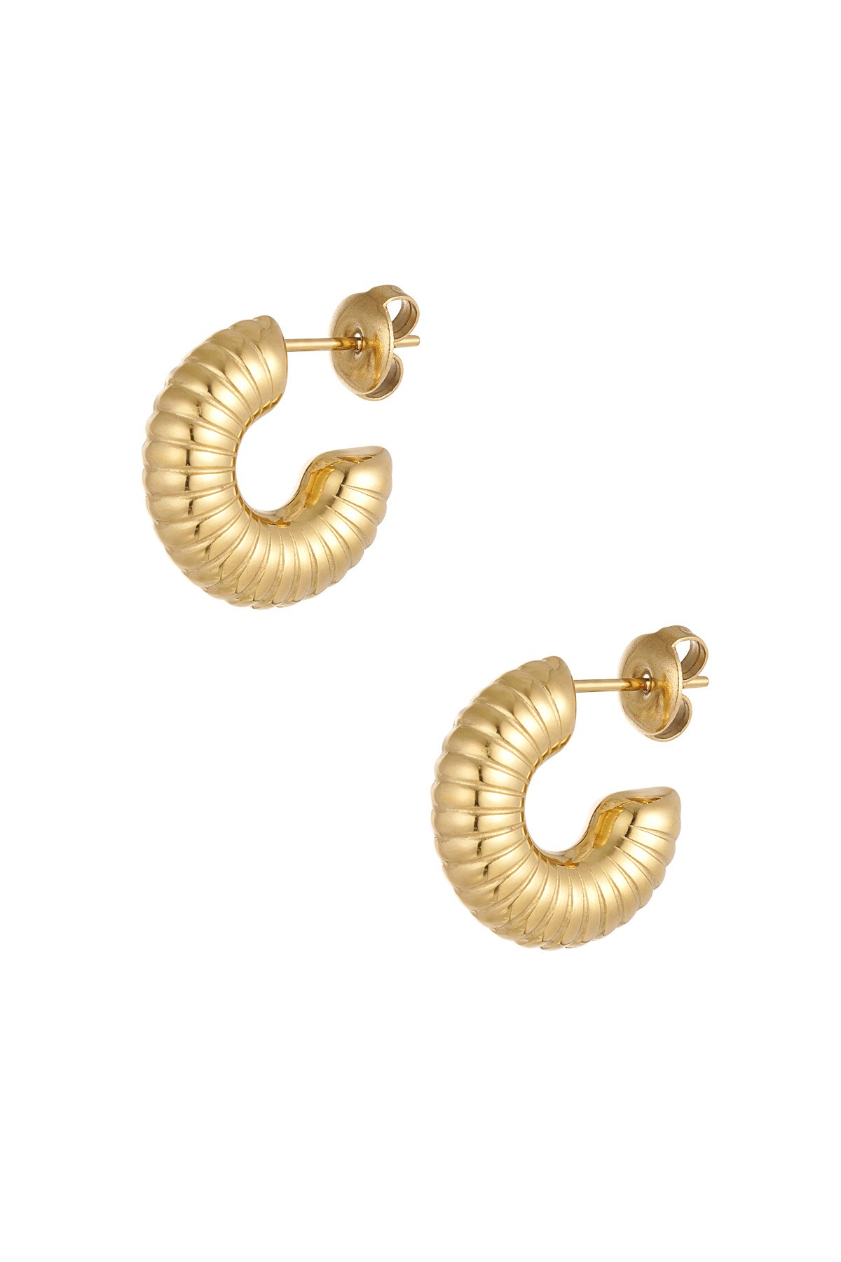 Earrings aesthetic half moon small - Gold color h5 